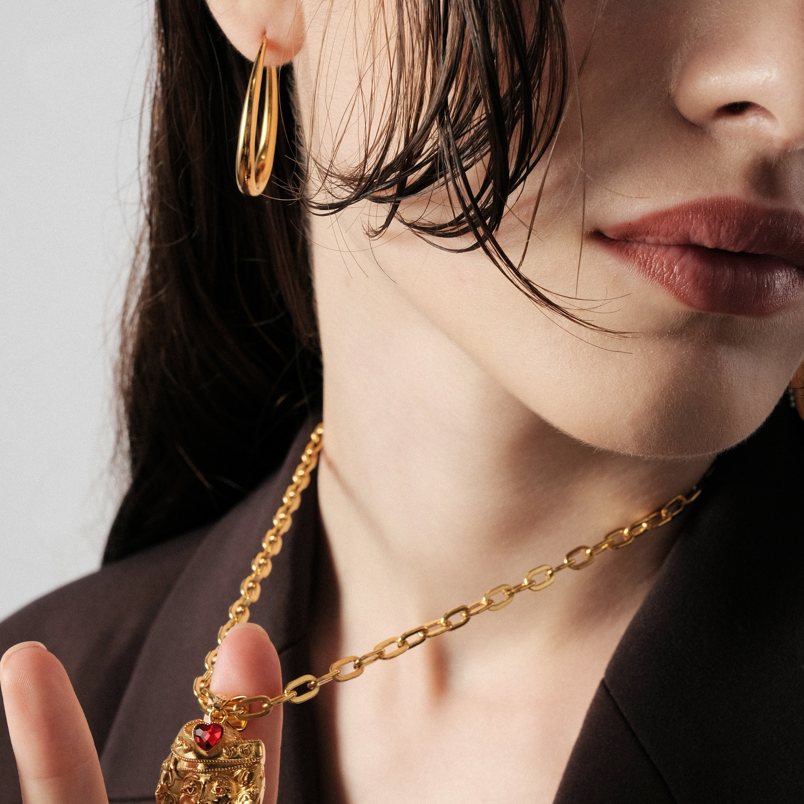 Позолоченный кулон на цепочке AUREA BIG + LOVER MOOR GOLD CHARM