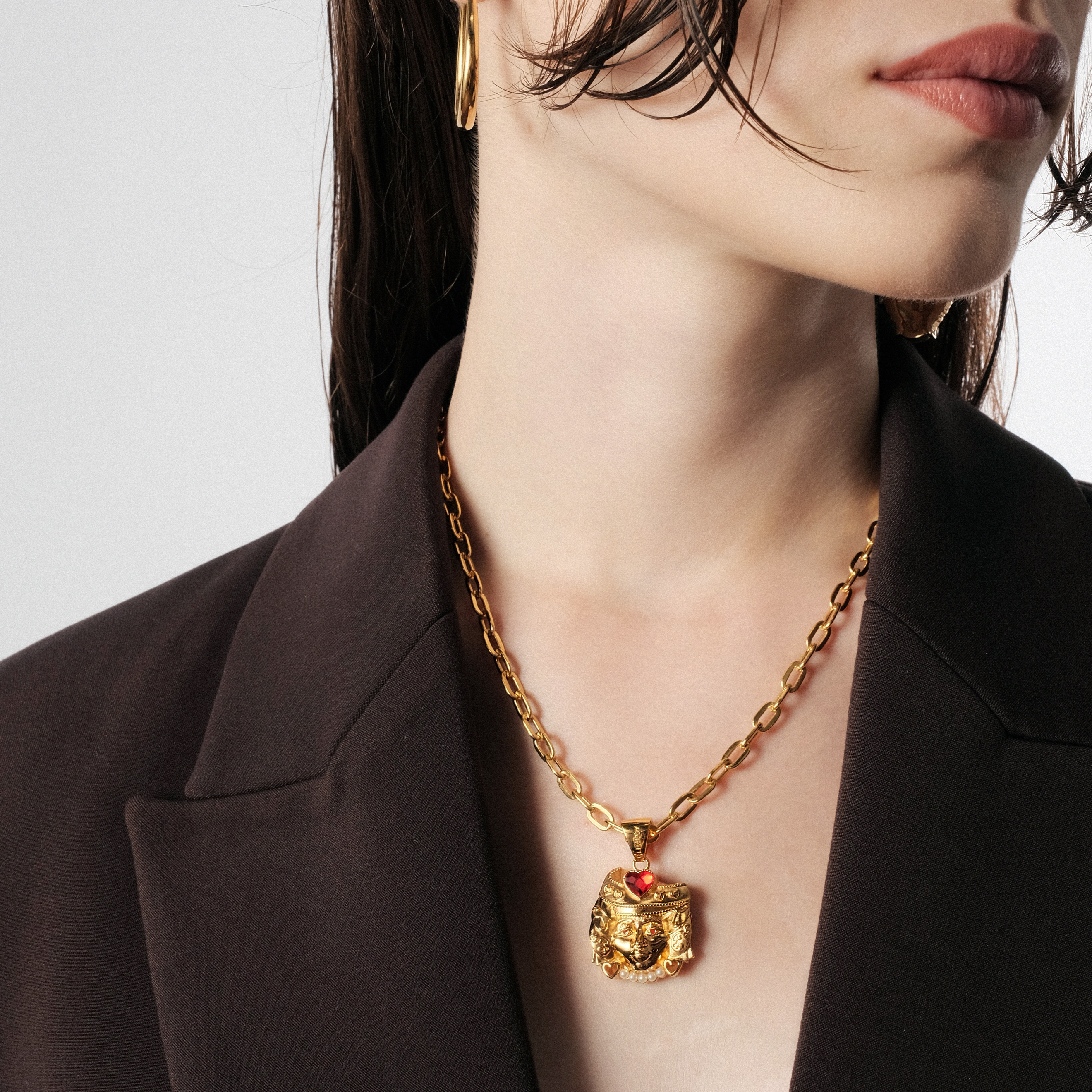 Позолоченный кулон на цепочке AUREA BIG + LOVER MOOR GOLD CHARM