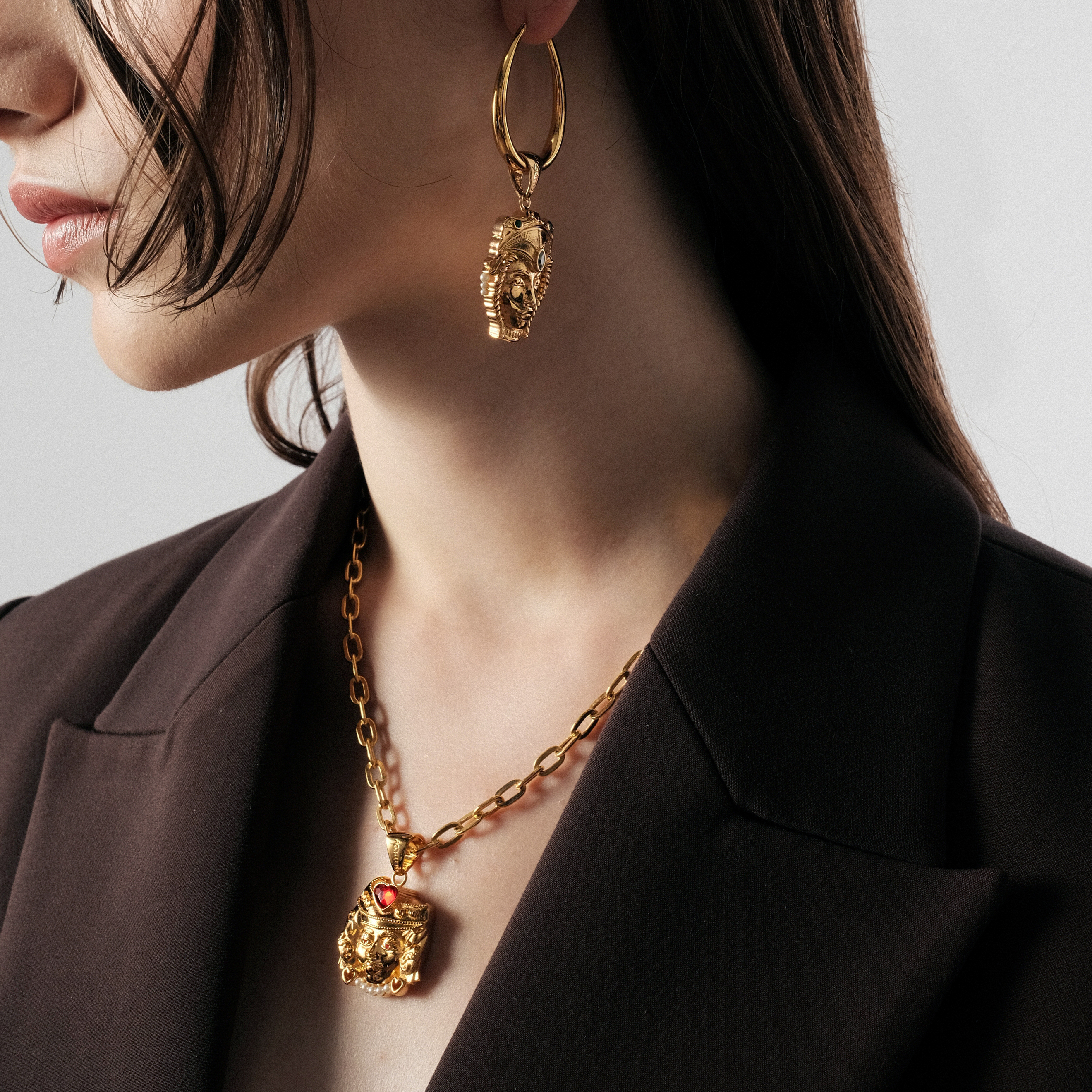 Позолоченный кулон на цепочке AUREA BIG + LOVER MOOR GOLD CHARM