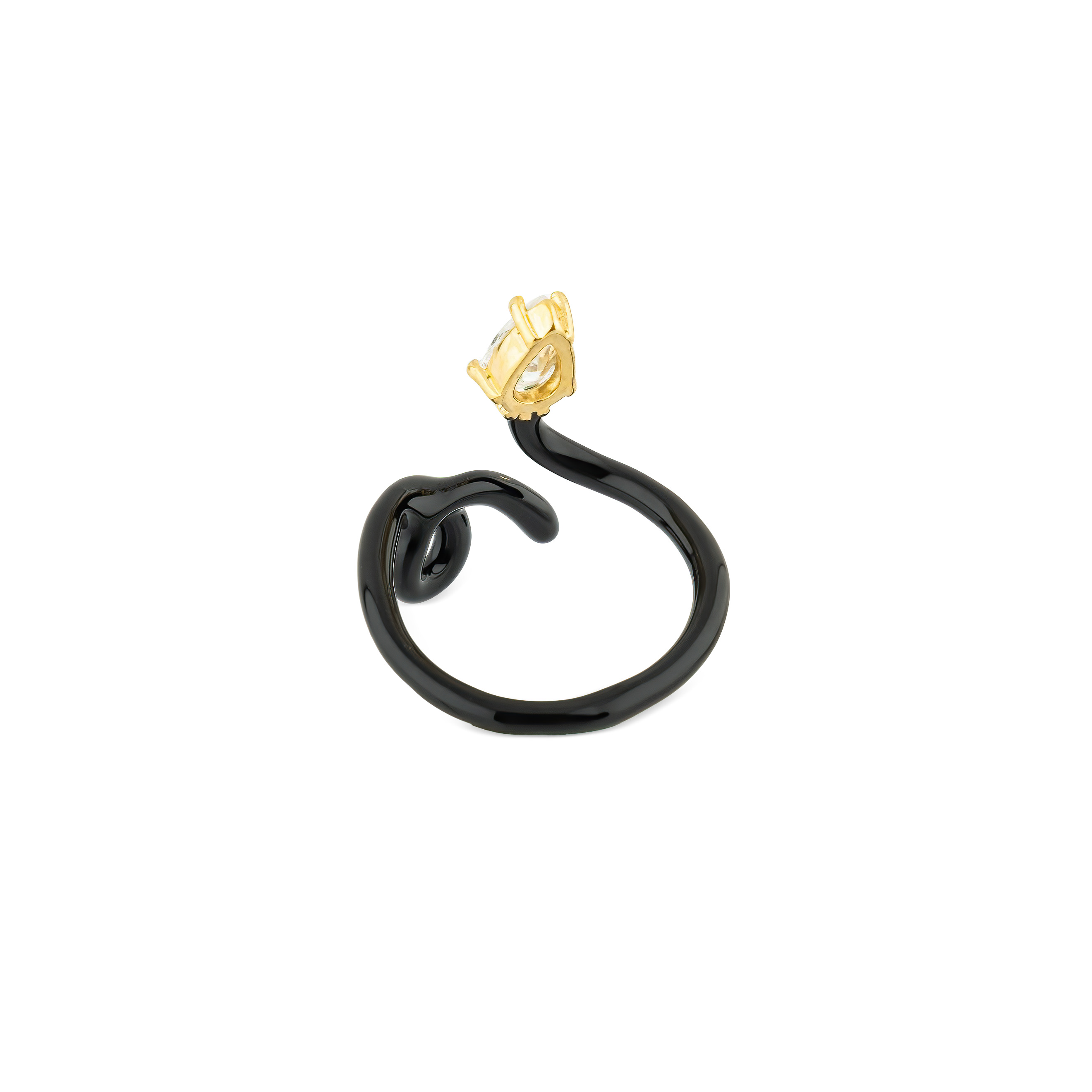 calligraphy black ring with crystal