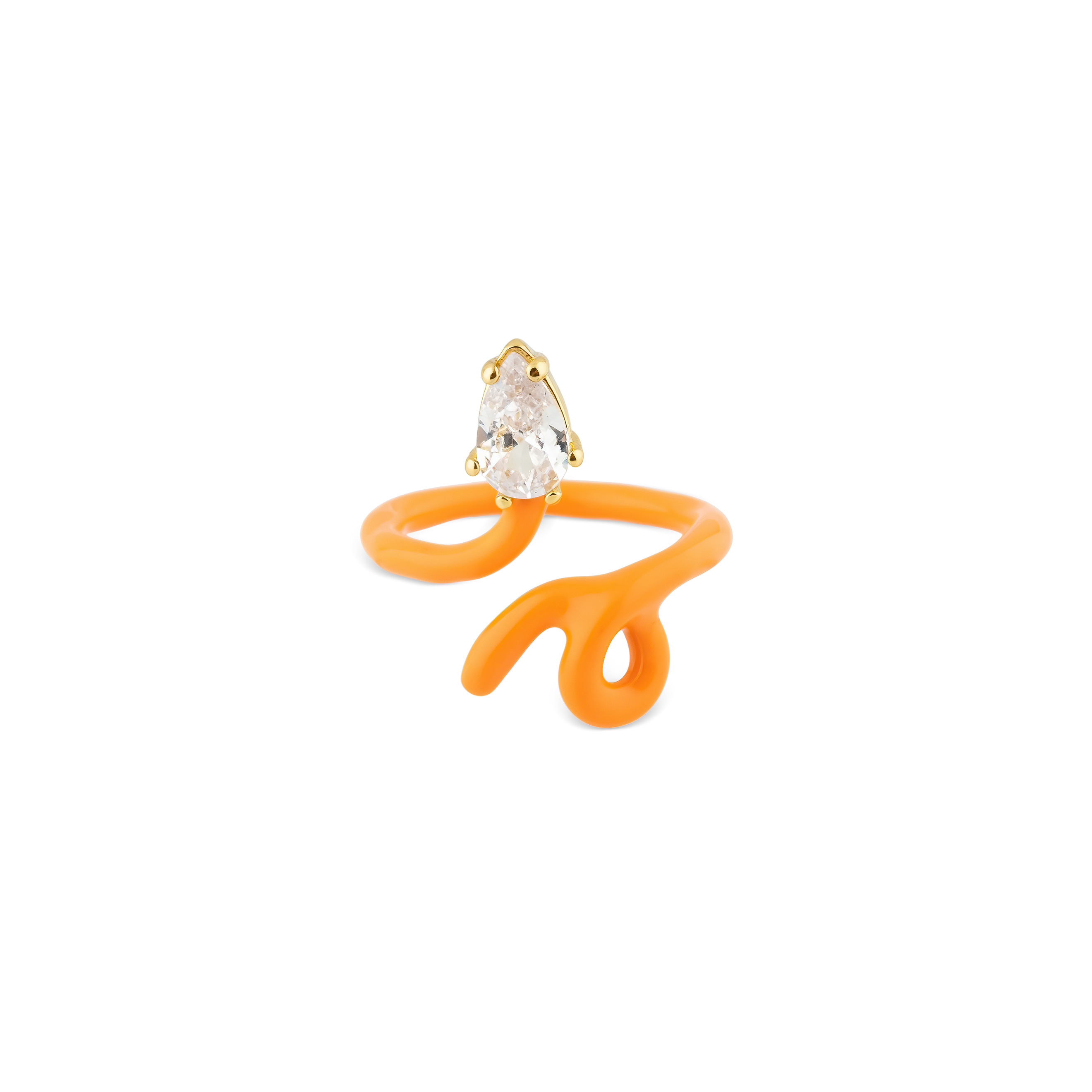 calligraphy orange ring with crystal