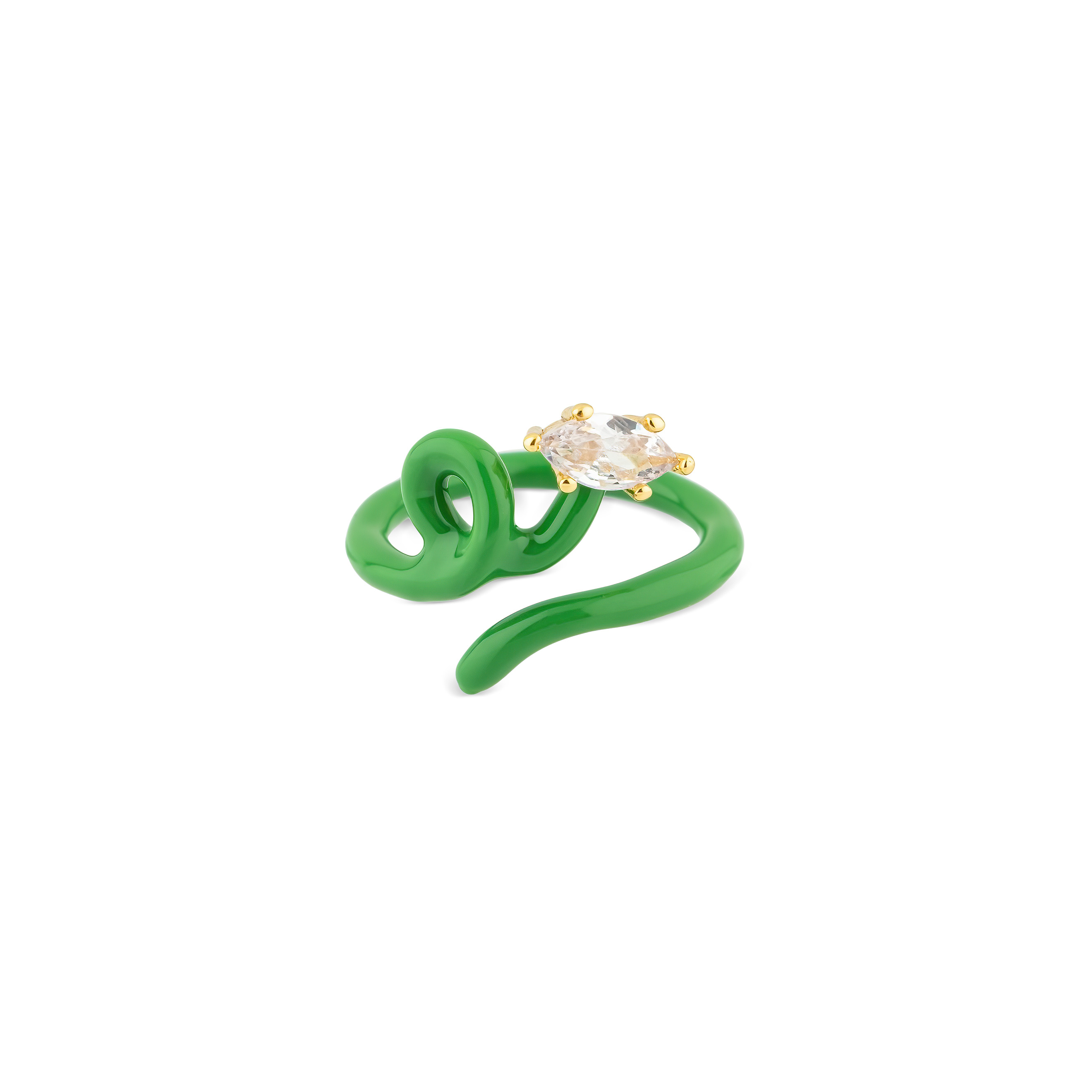 calligraphy green ring with crystal