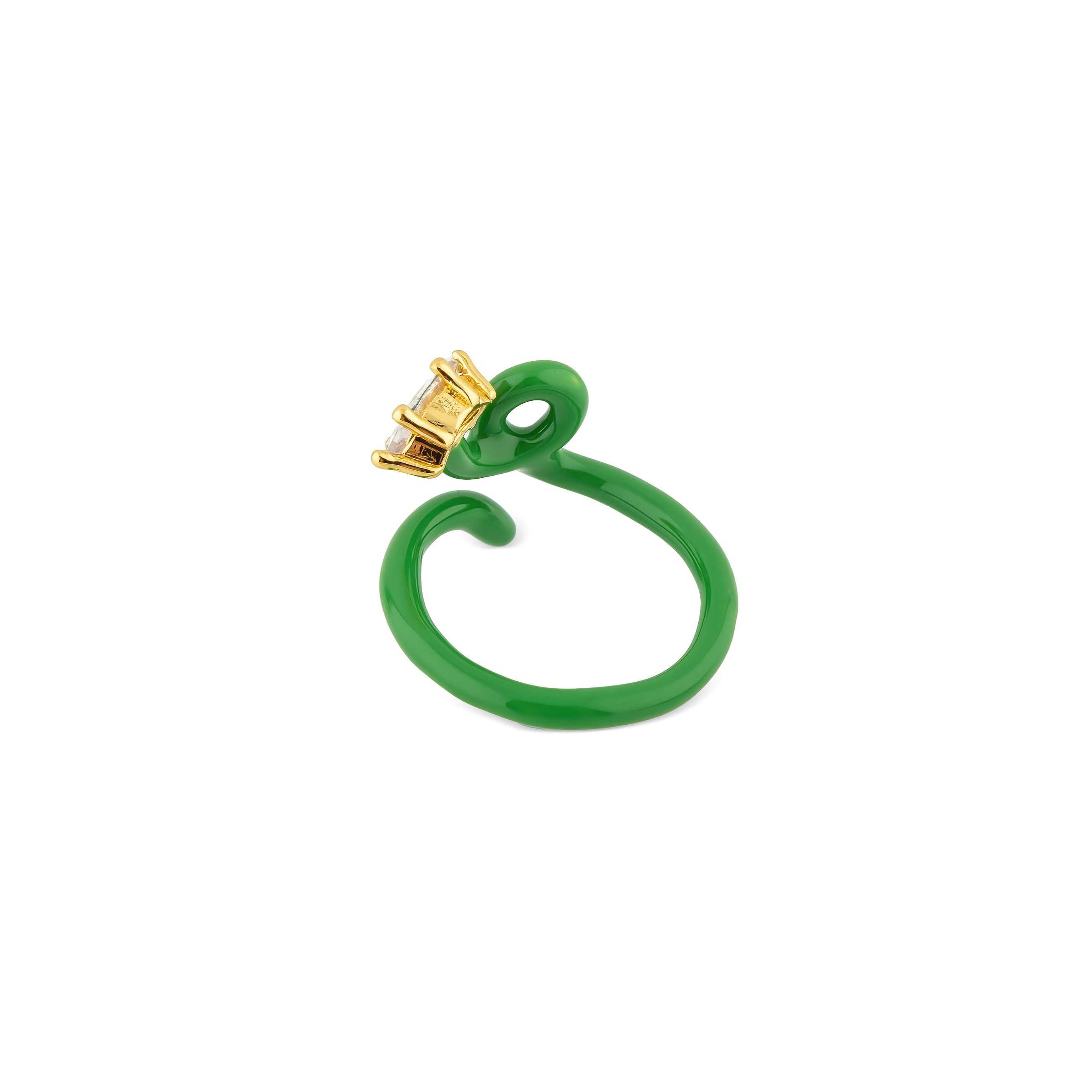 calligraphy green ring with crystal