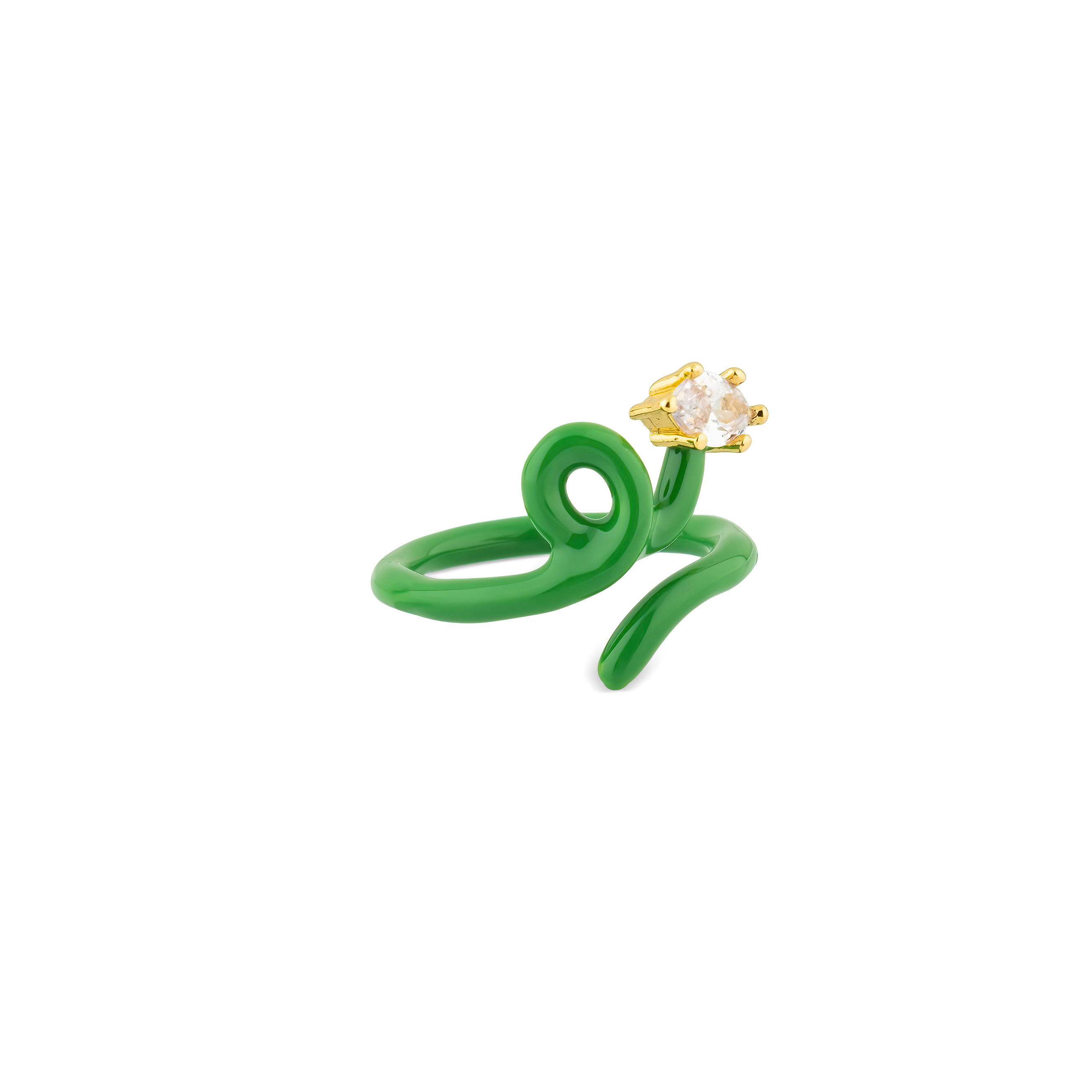 calligraphy green ring with crystal