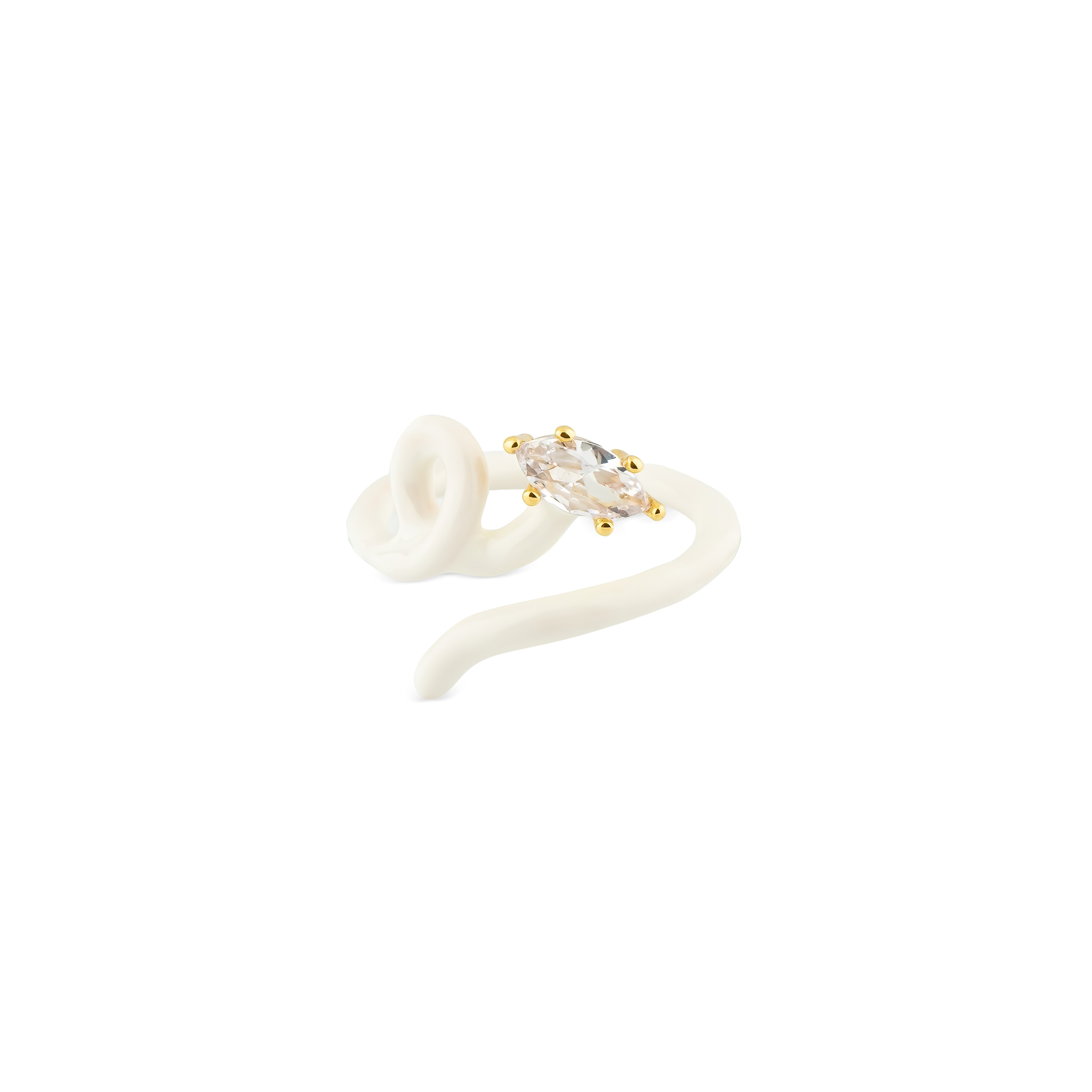 calligraphy white ring with crystal