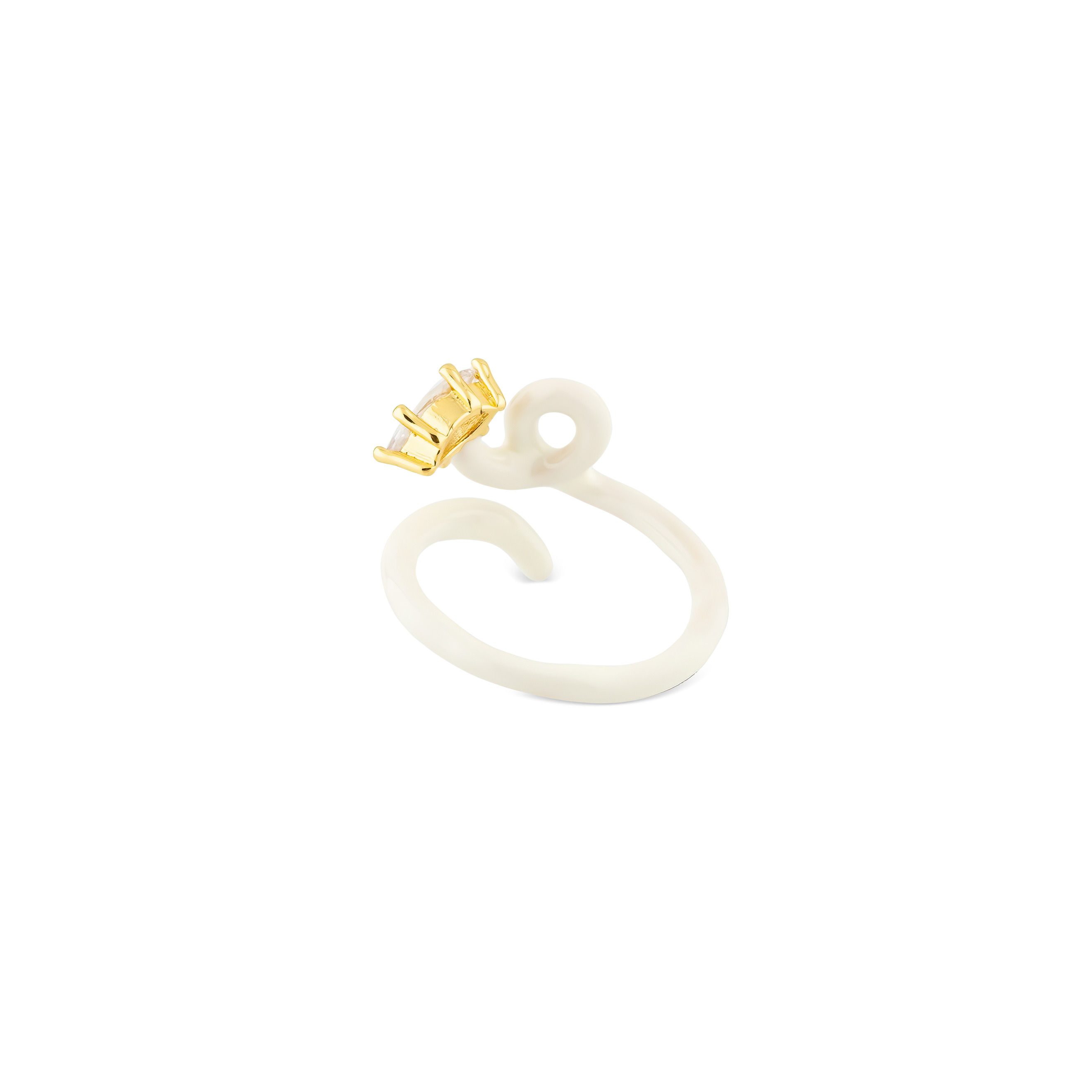 calligraphy white ring with crystal