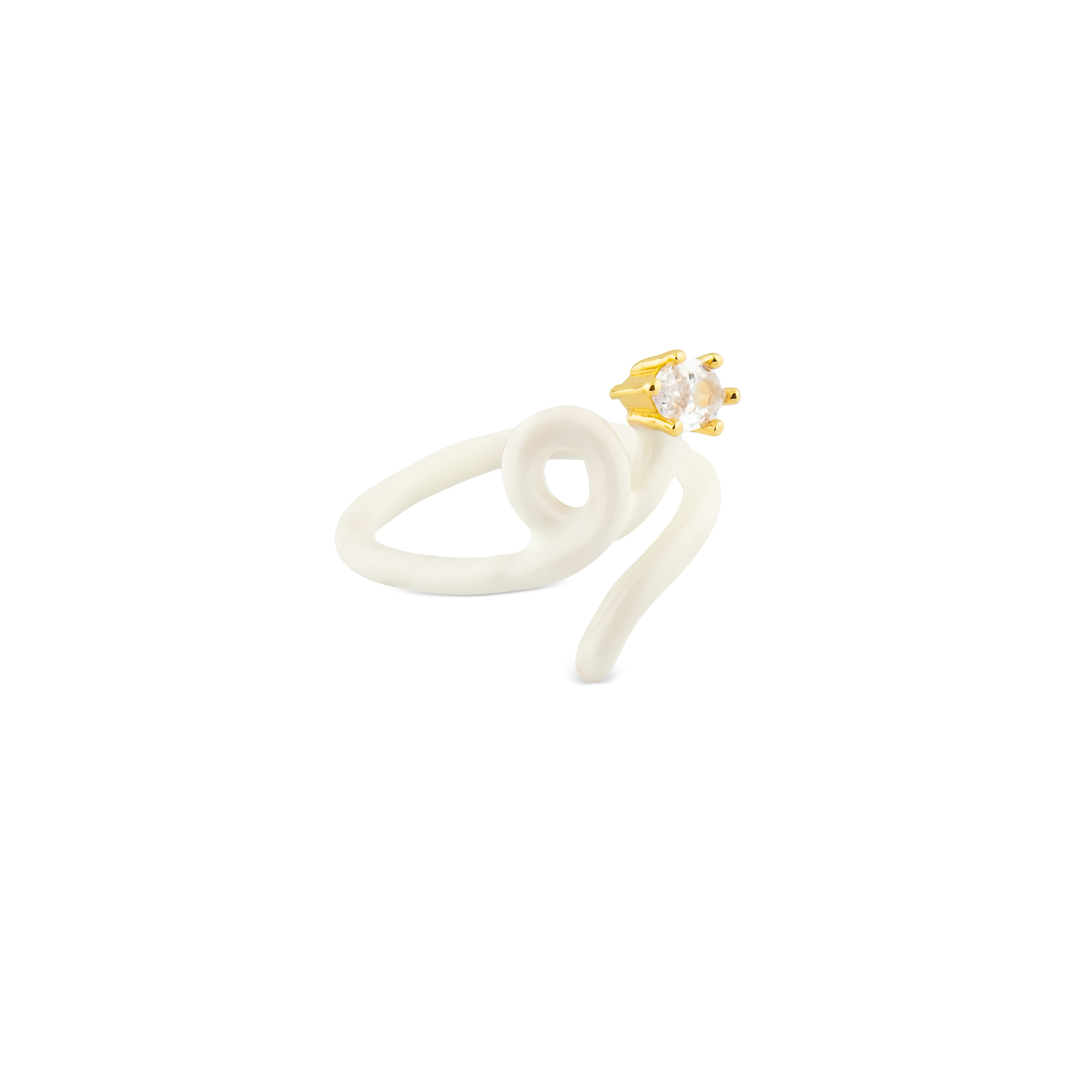 calligraphy white ring with crystal