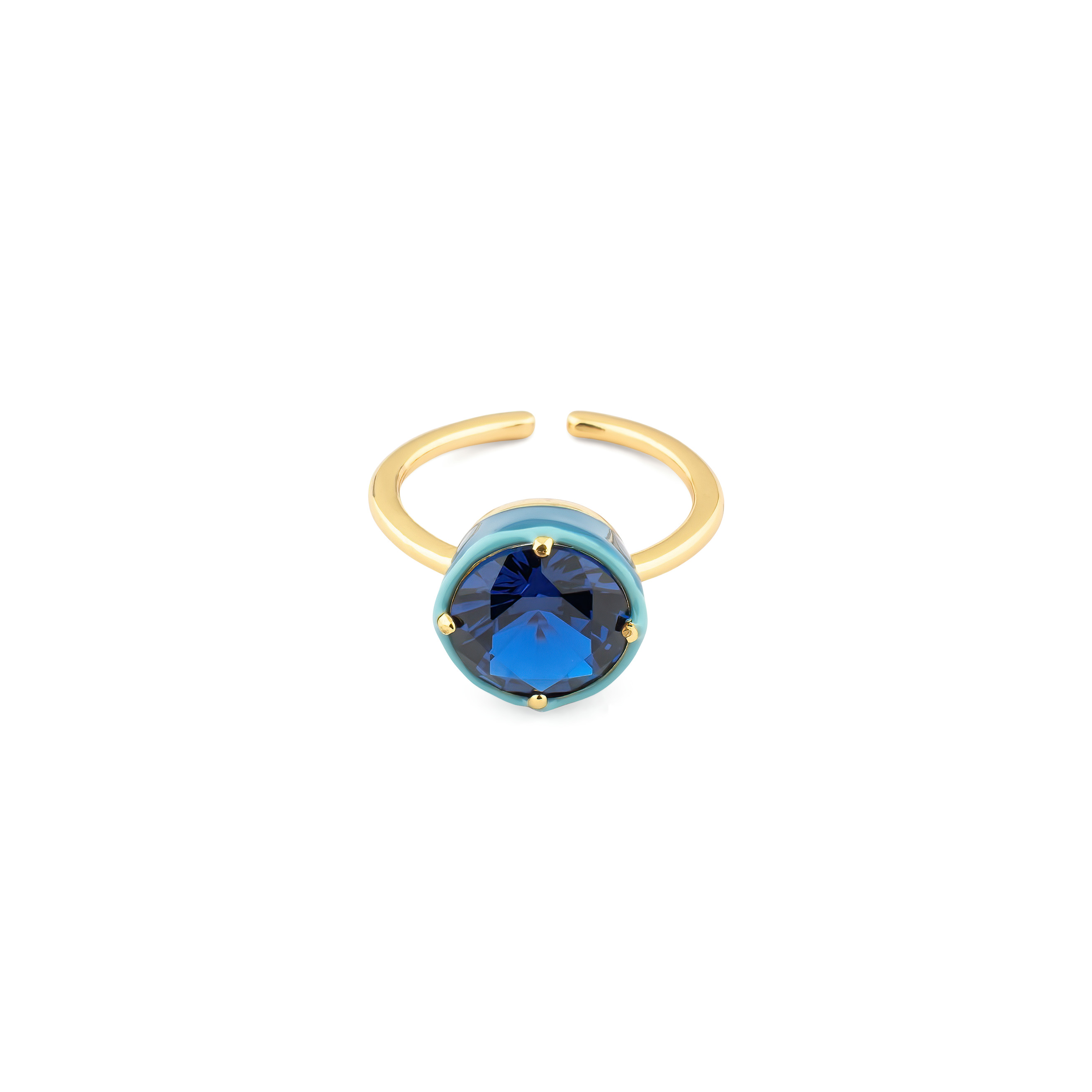 ring with blue crystal circle