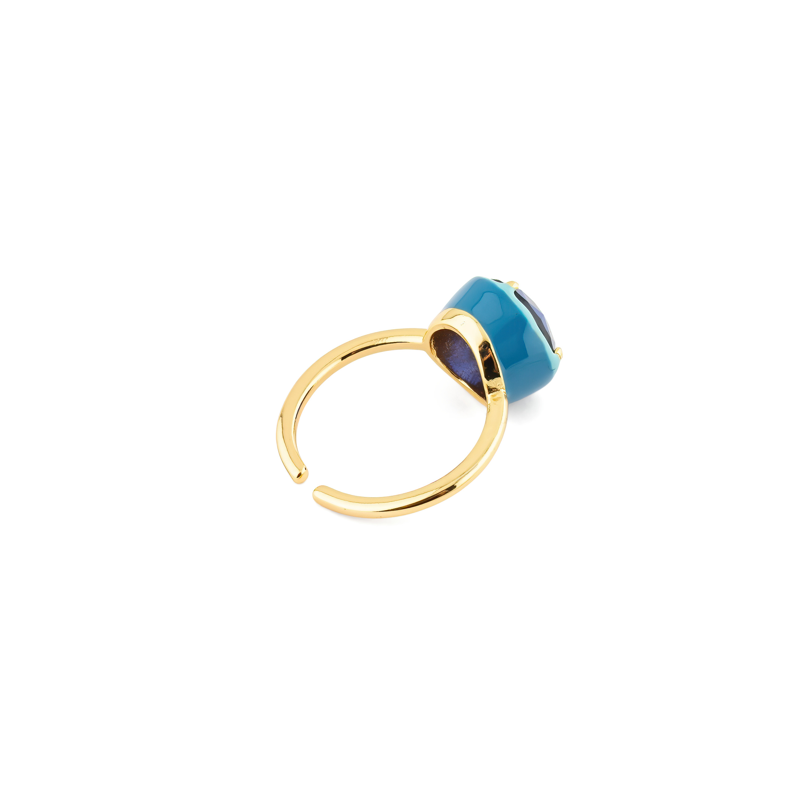 ring with blue crystal circle