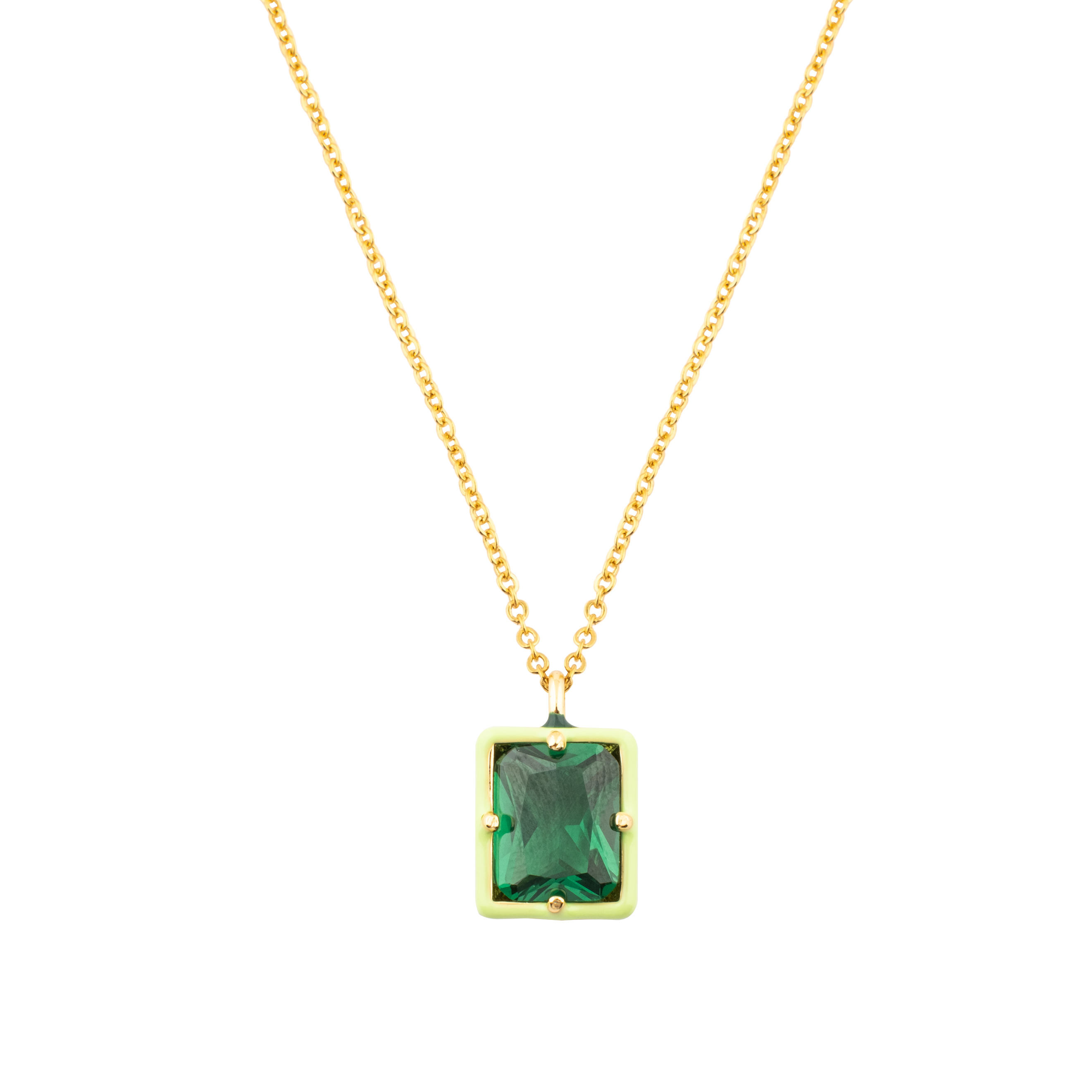 chain with a rectangle crystal pendant