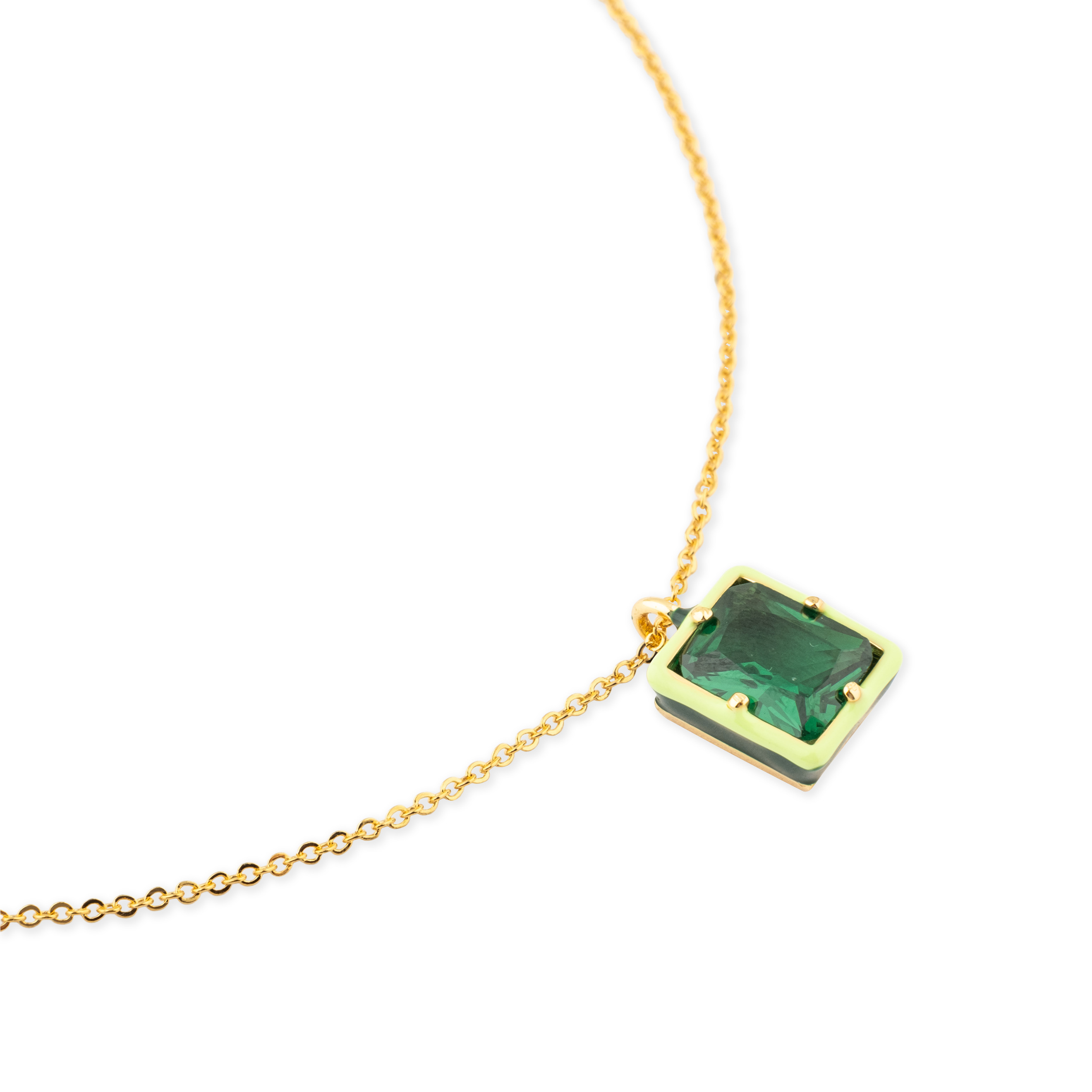 chain with a rectangle crystal pendant