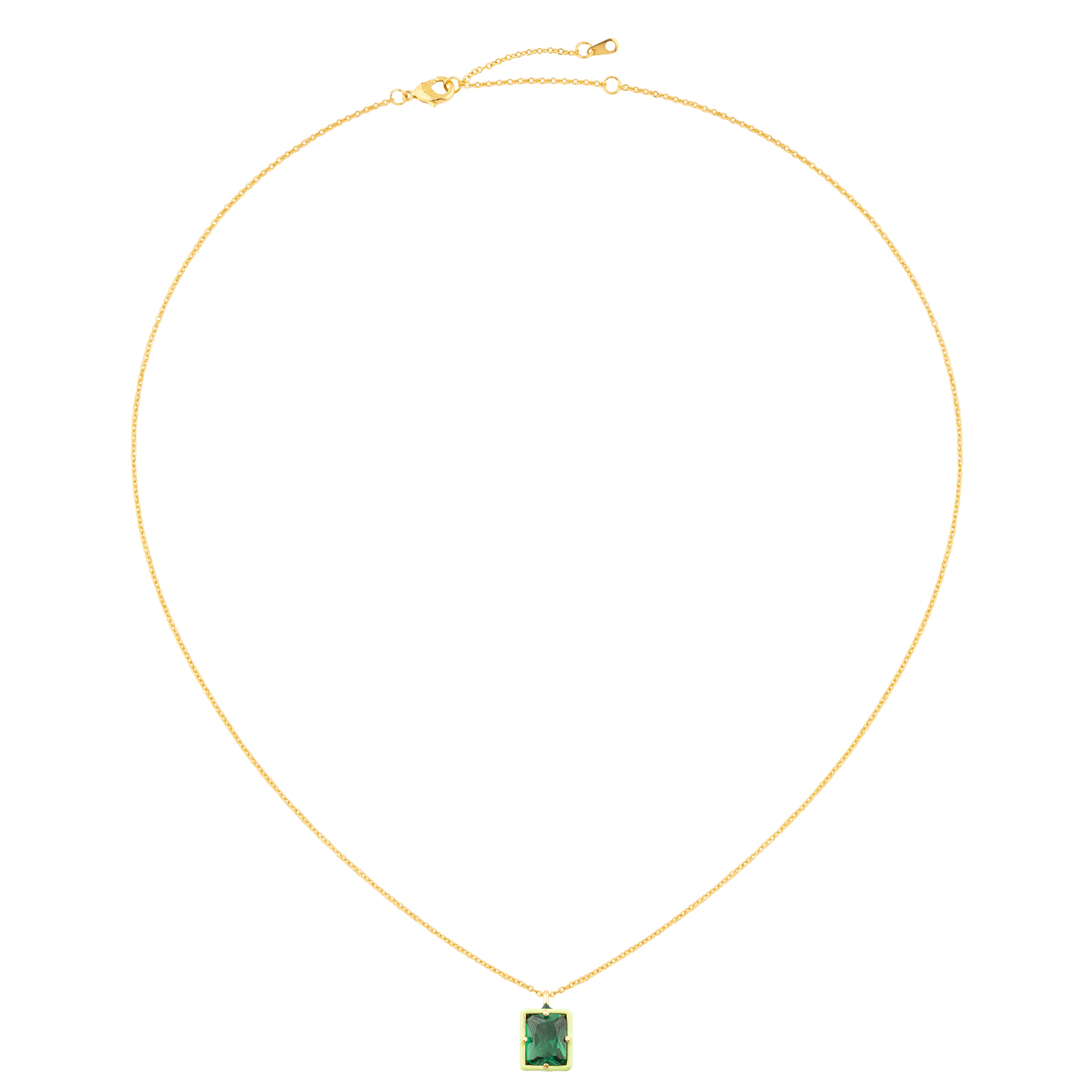 chain with a rectangle crystal pendant