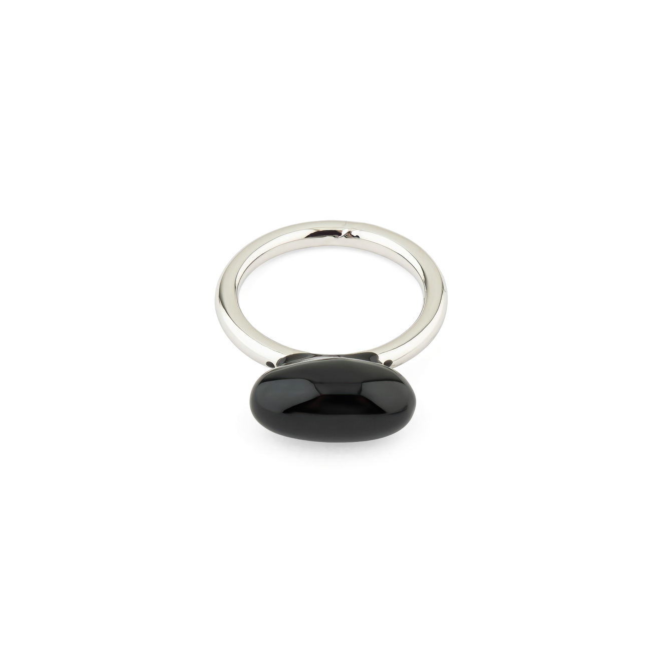 Aqua Серебристое кольцо с эмалированной черной вставкой
