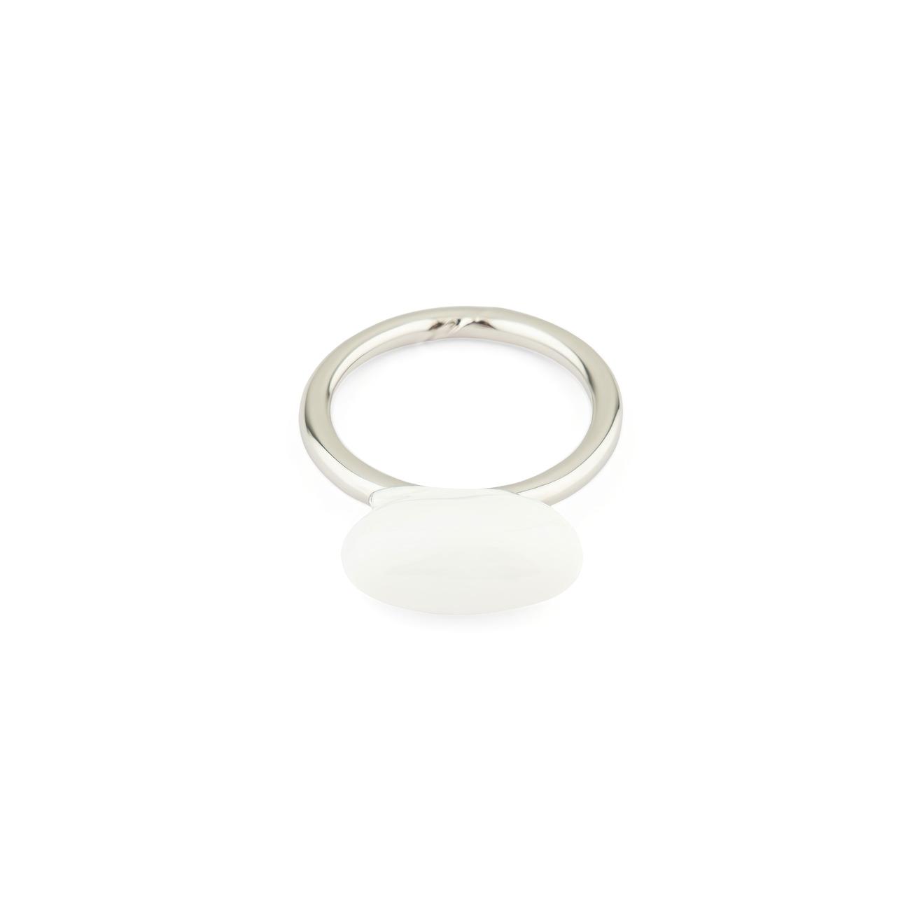 Aqua Серебристое кольцо с эмалированной белой вставкой aqua серебристое кольцо с пересечениями
