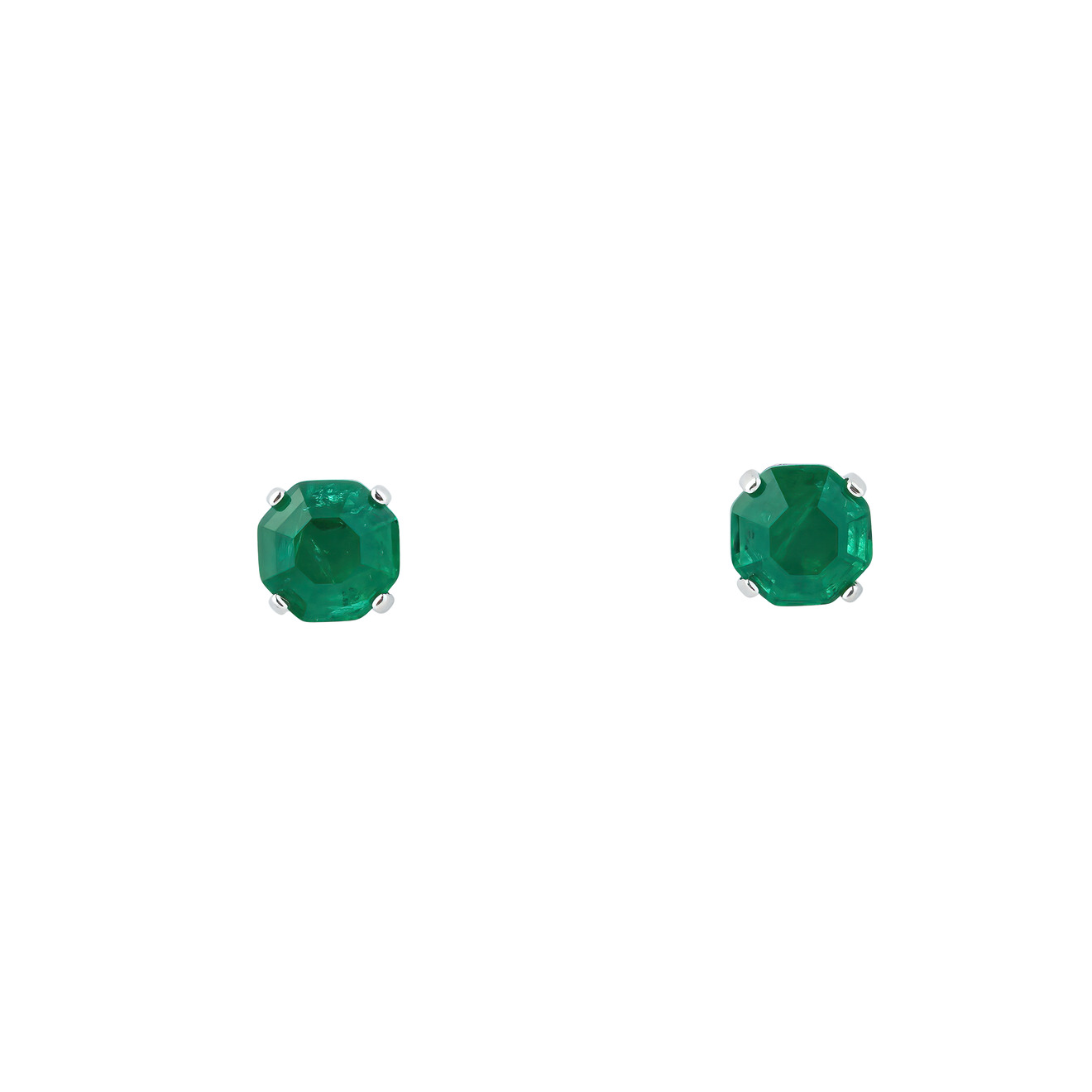 Holy Silver Серебряные серьги с зелеными кристалами круглой формы