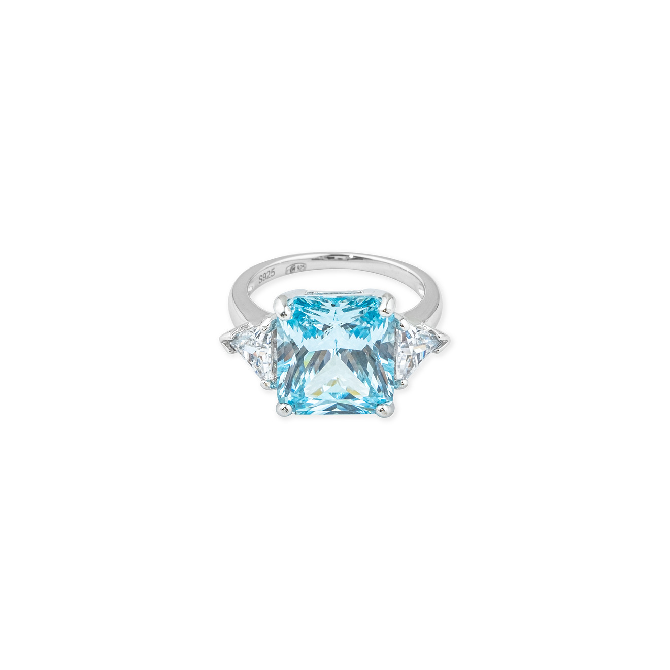 цена Holy Silver Серебряное кольцо с голубым кристаллом ступенчатой огранки