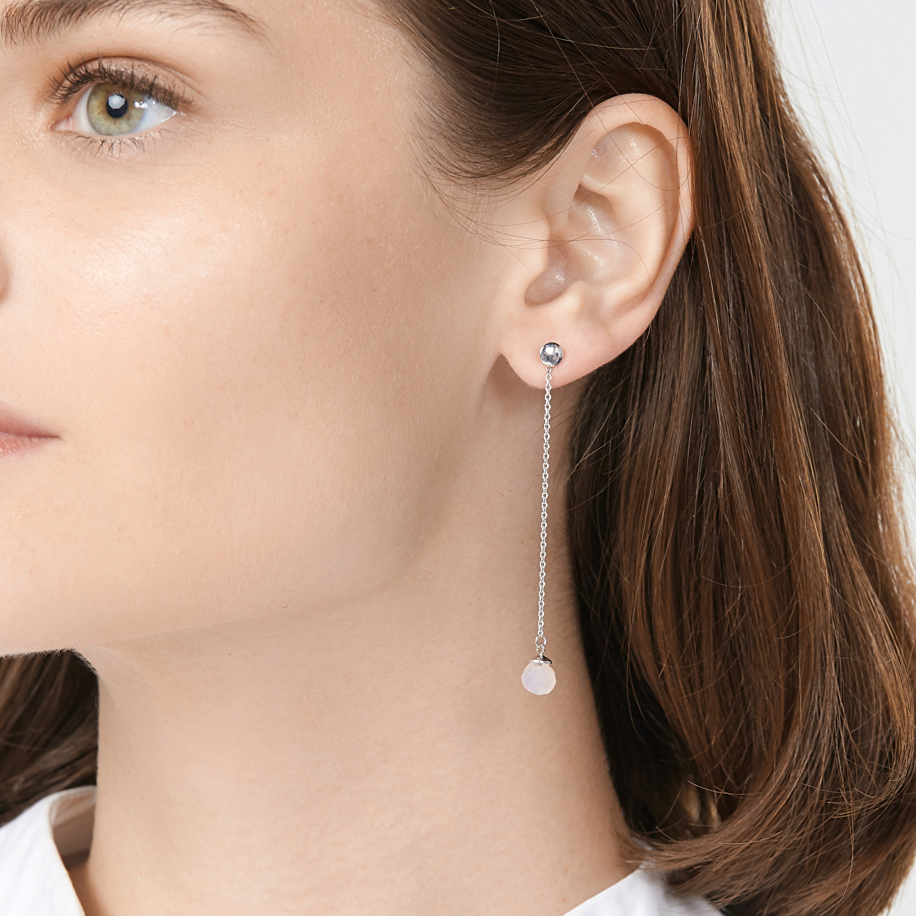 Silver Cotton Candy earrings with pink chalcedony