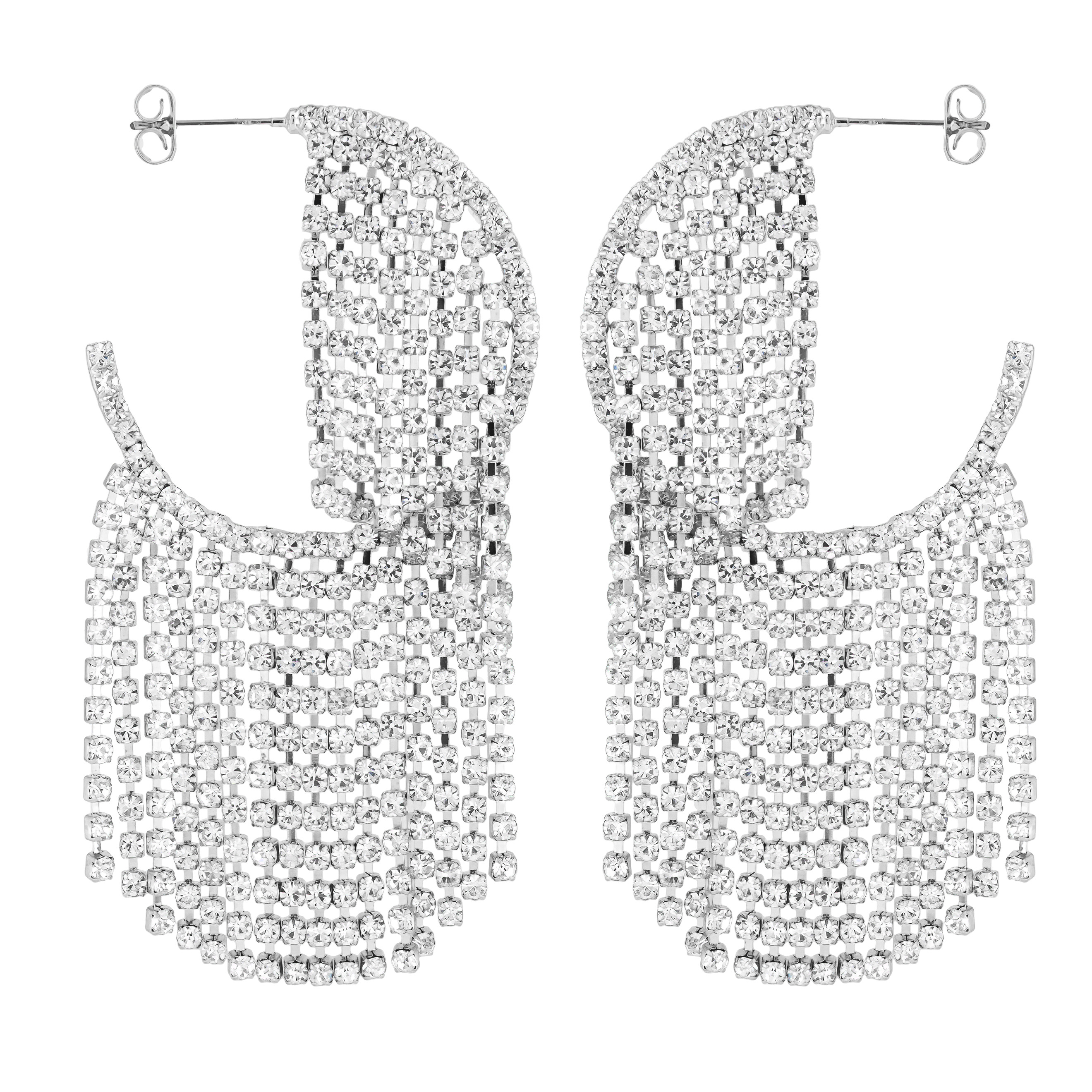 Circle Earrings with Crystal Pendants