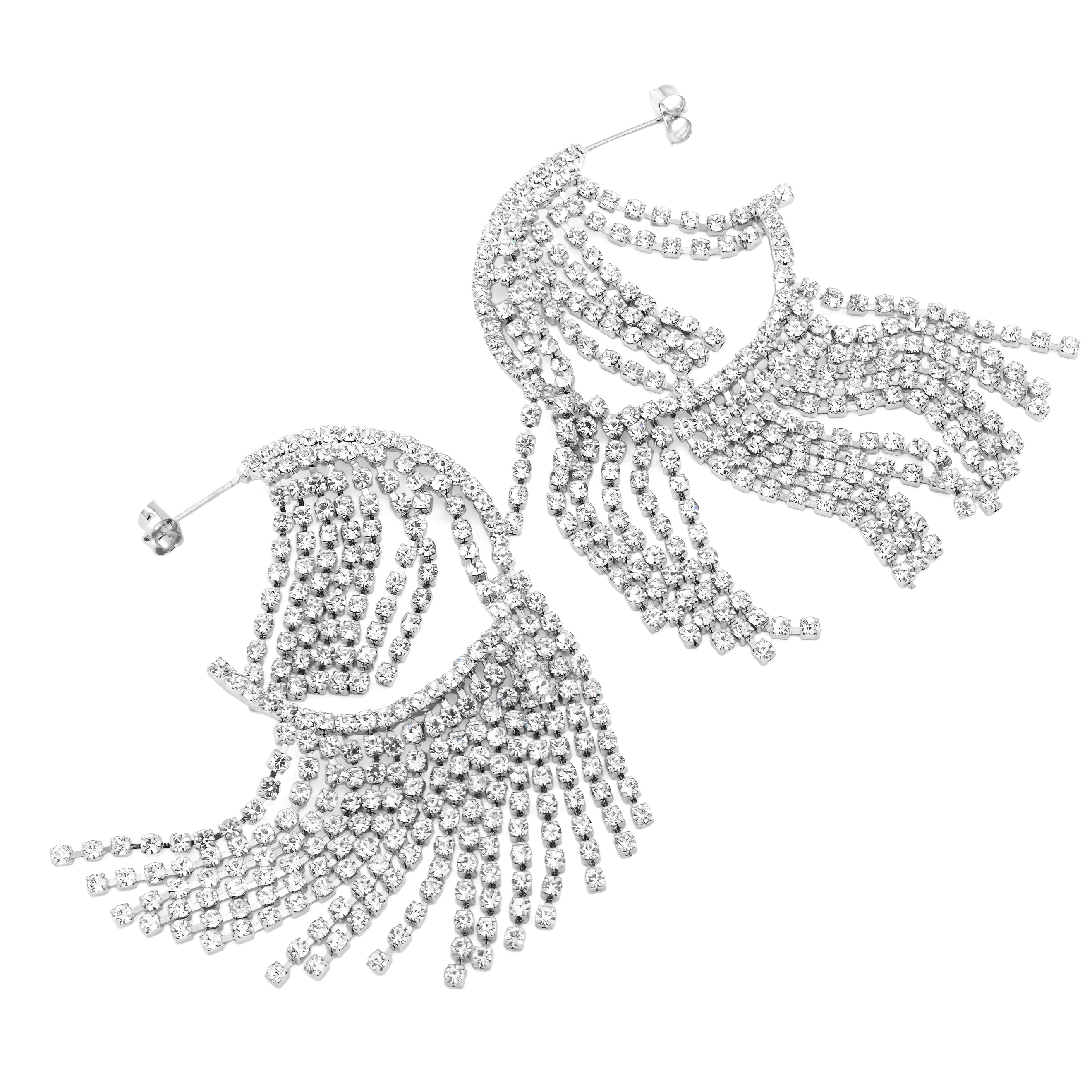 Circle Earrings with Crystal Pendants