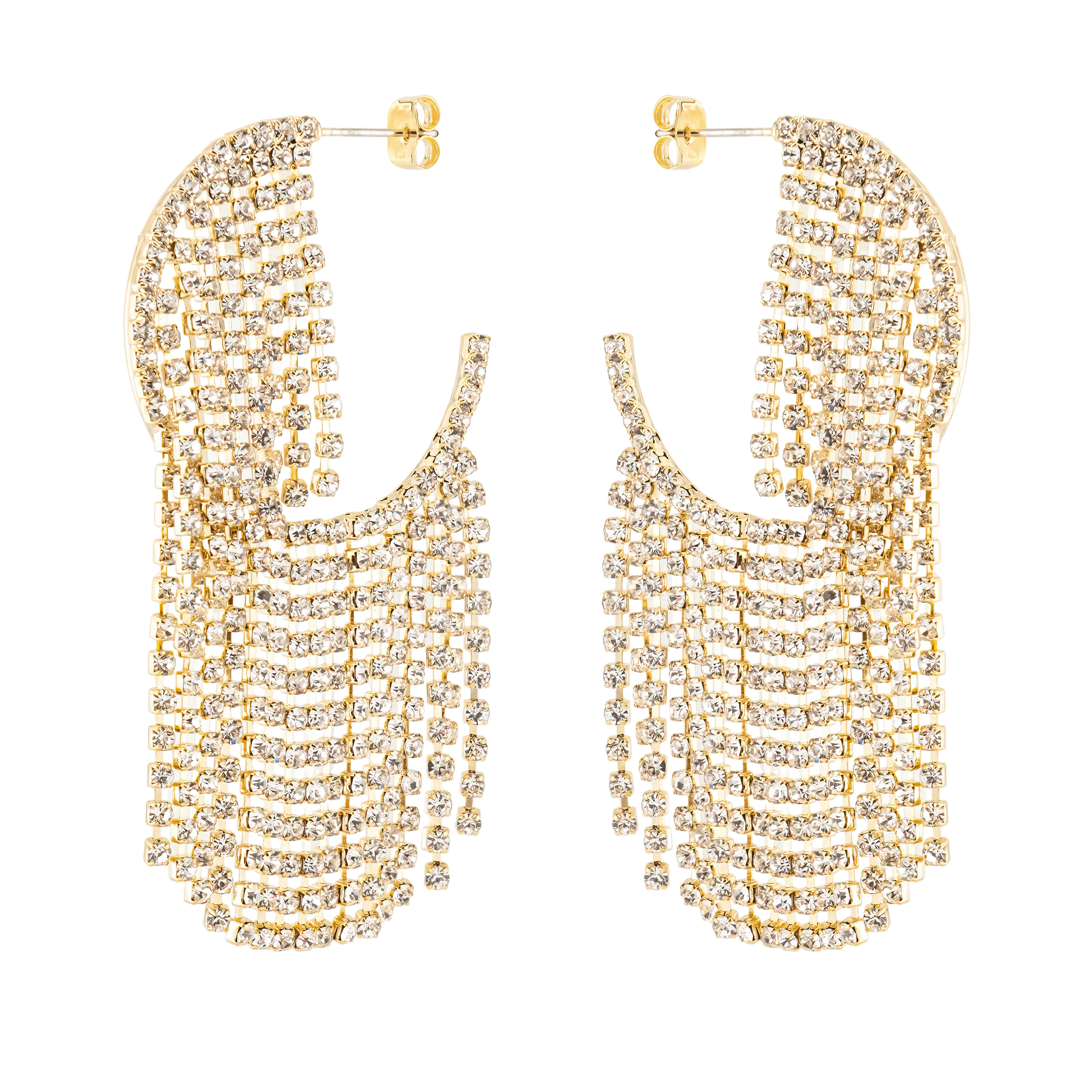 Circle Earrings with Crystal Pendants