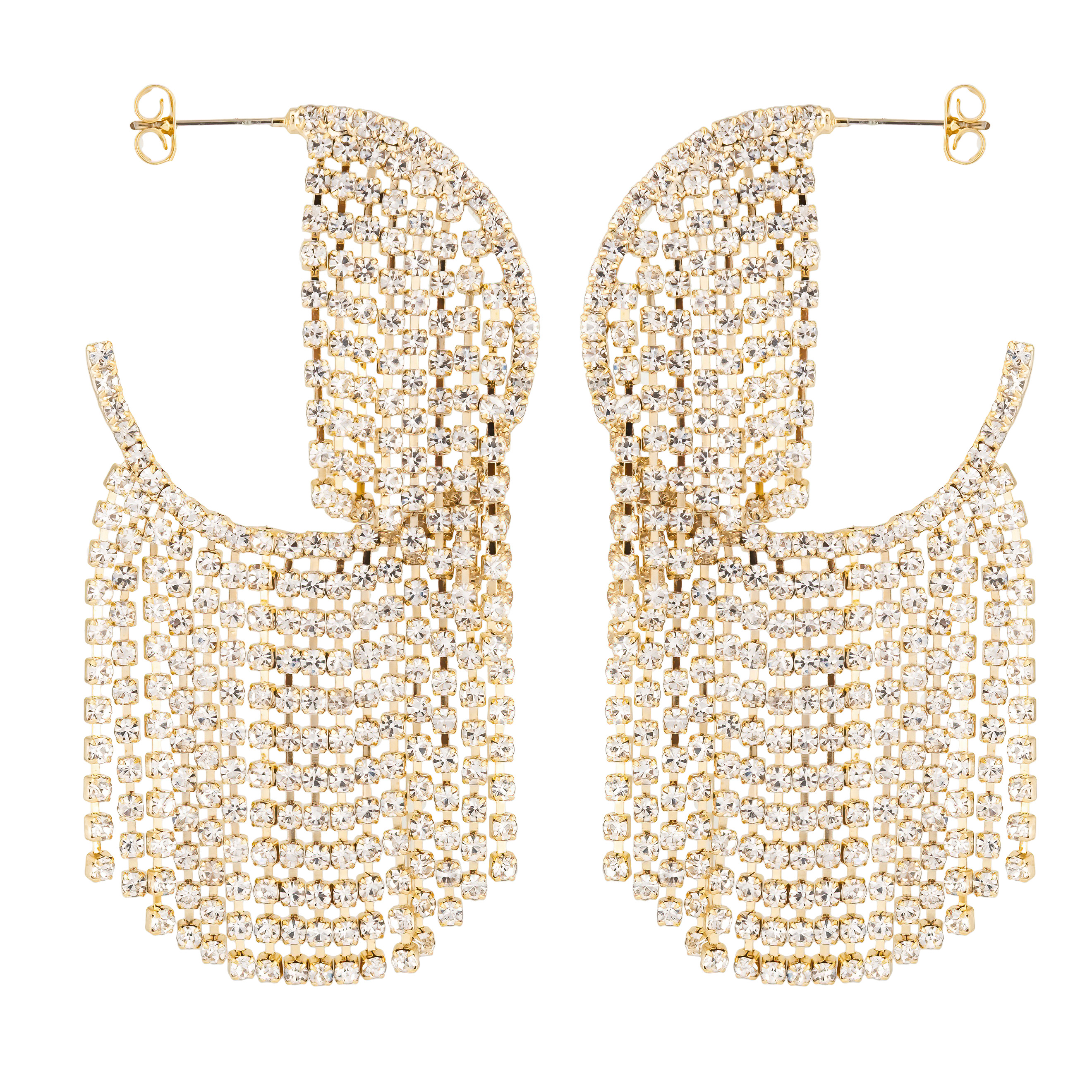 Circle Earrings with Crystal Pendants