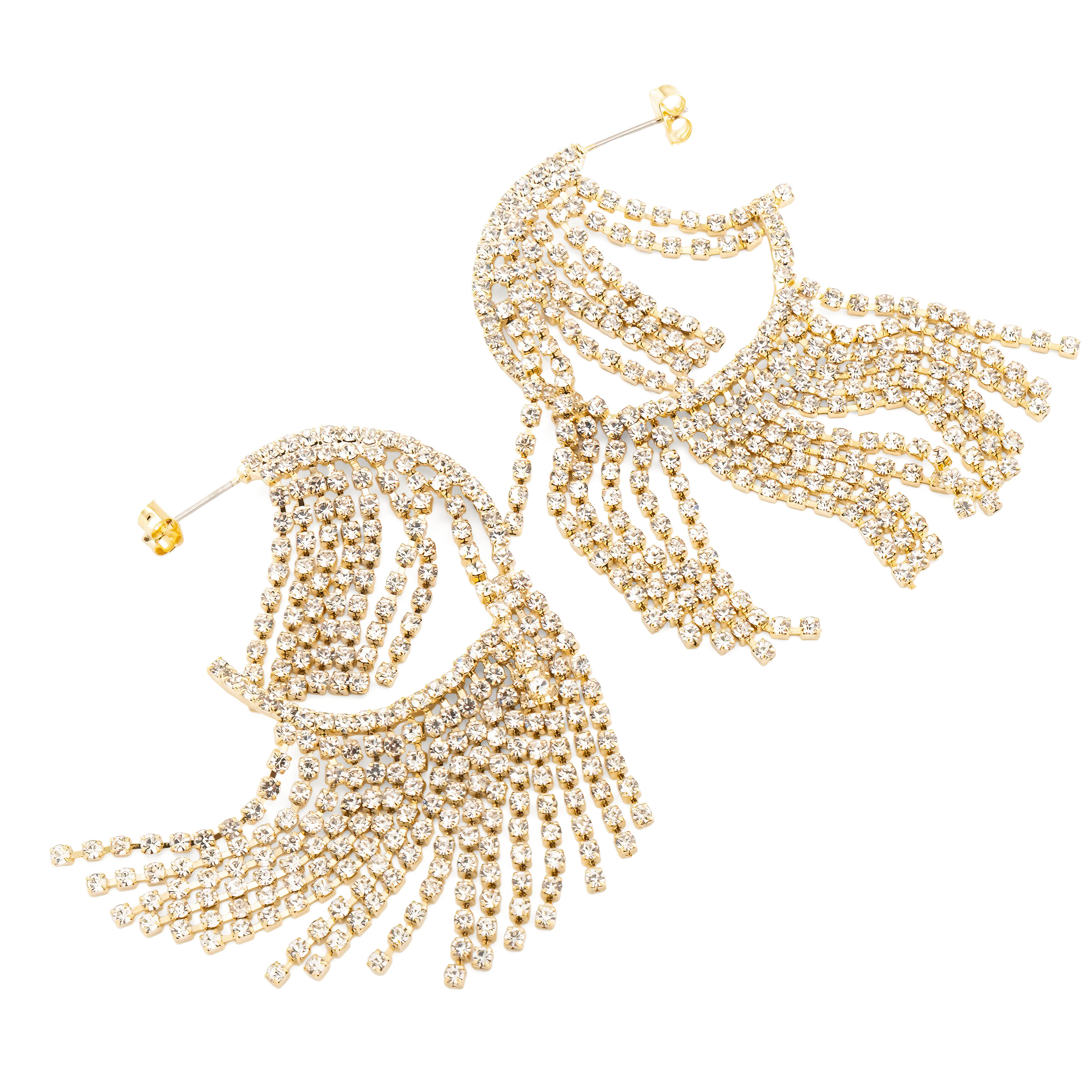Circle Earrings with Crystal Pendants