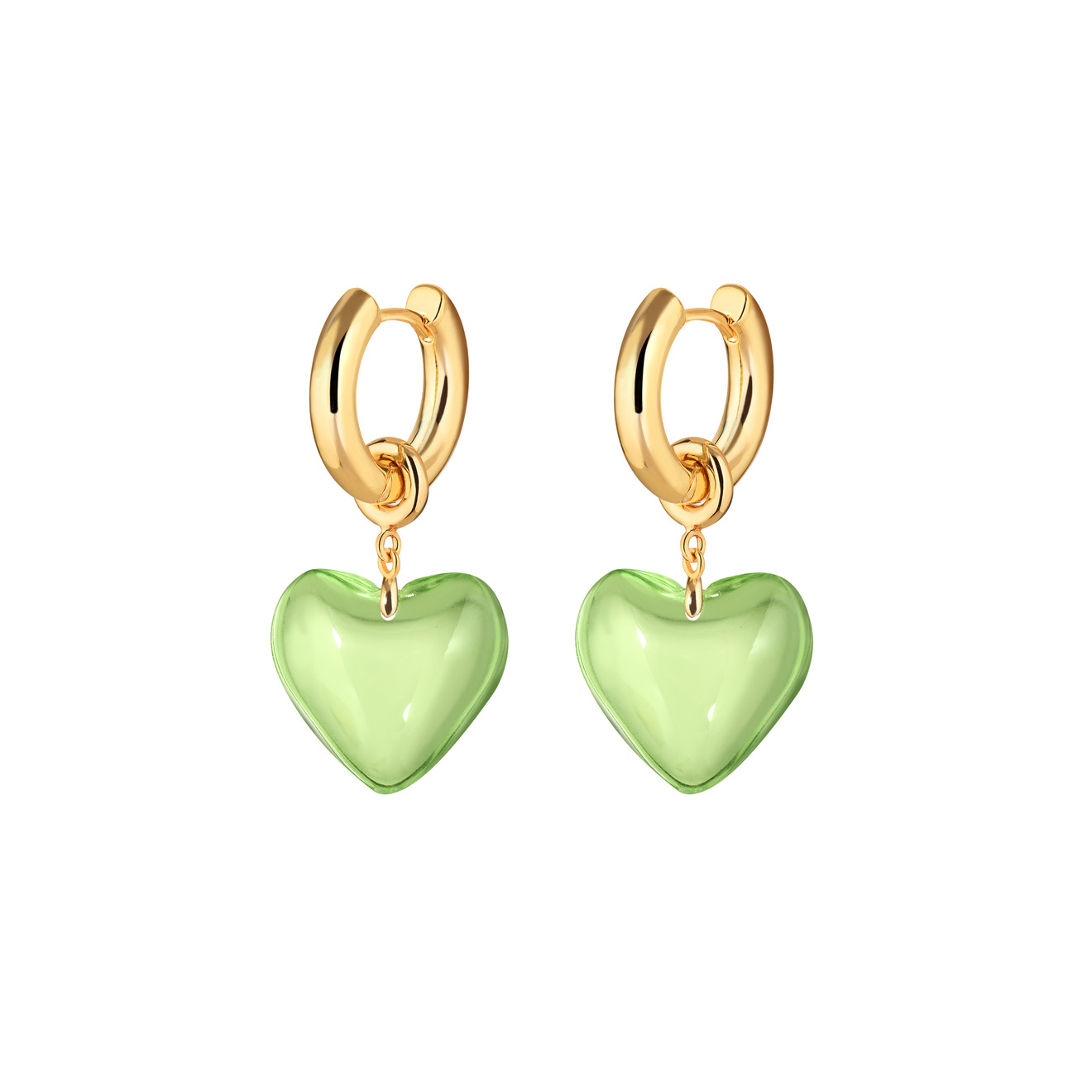 Kotlo Studio Золотистые серьги Sweetheart с зелеными сердцами aqua золотистые серьги с розовыми подвесками сердцами