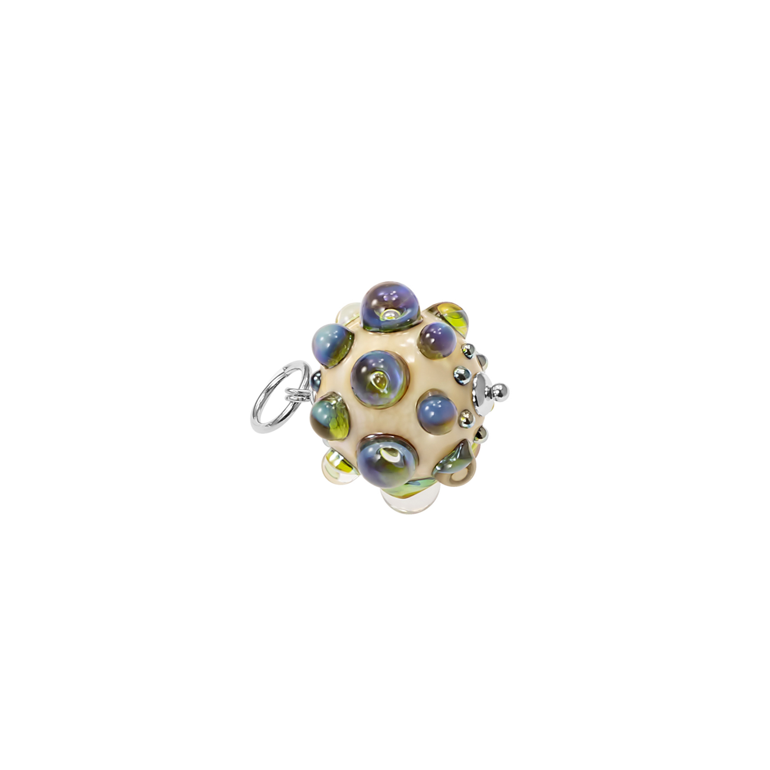 green Murano bead and pearl earrings