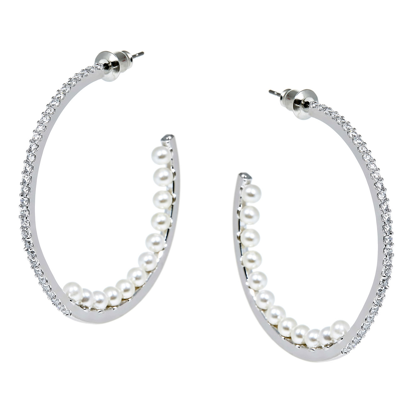 hoop earrings with pearls and crystals