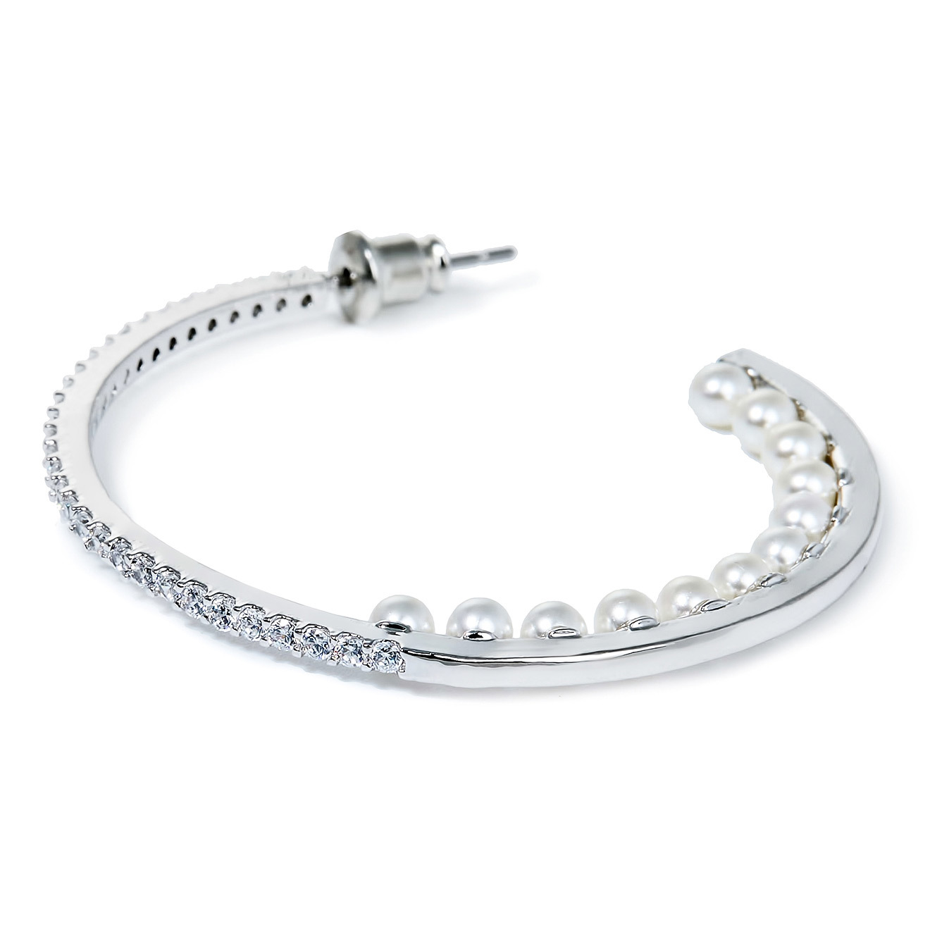 hoop earrings with pearls and crystals