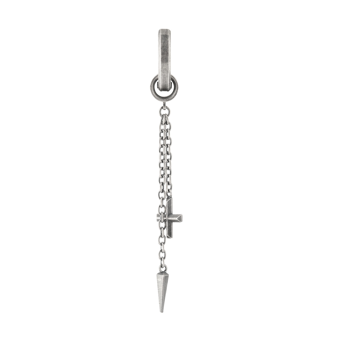 CROSS Моносерьга-кольцо из серебра с подвеской-крестом parts of four моносерьга из серебра с подвеской из чёрного турмалина