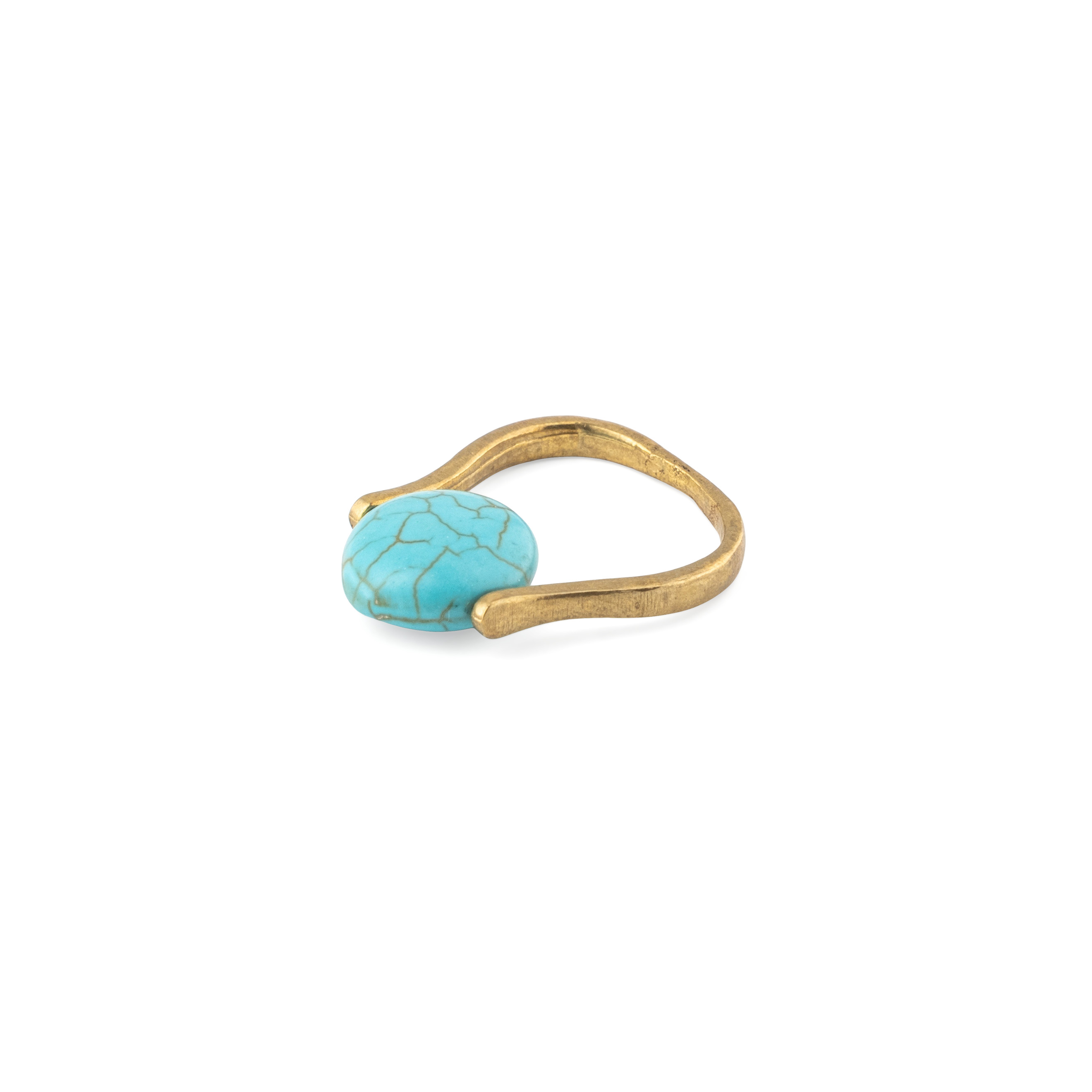 Brass and turquoise ring