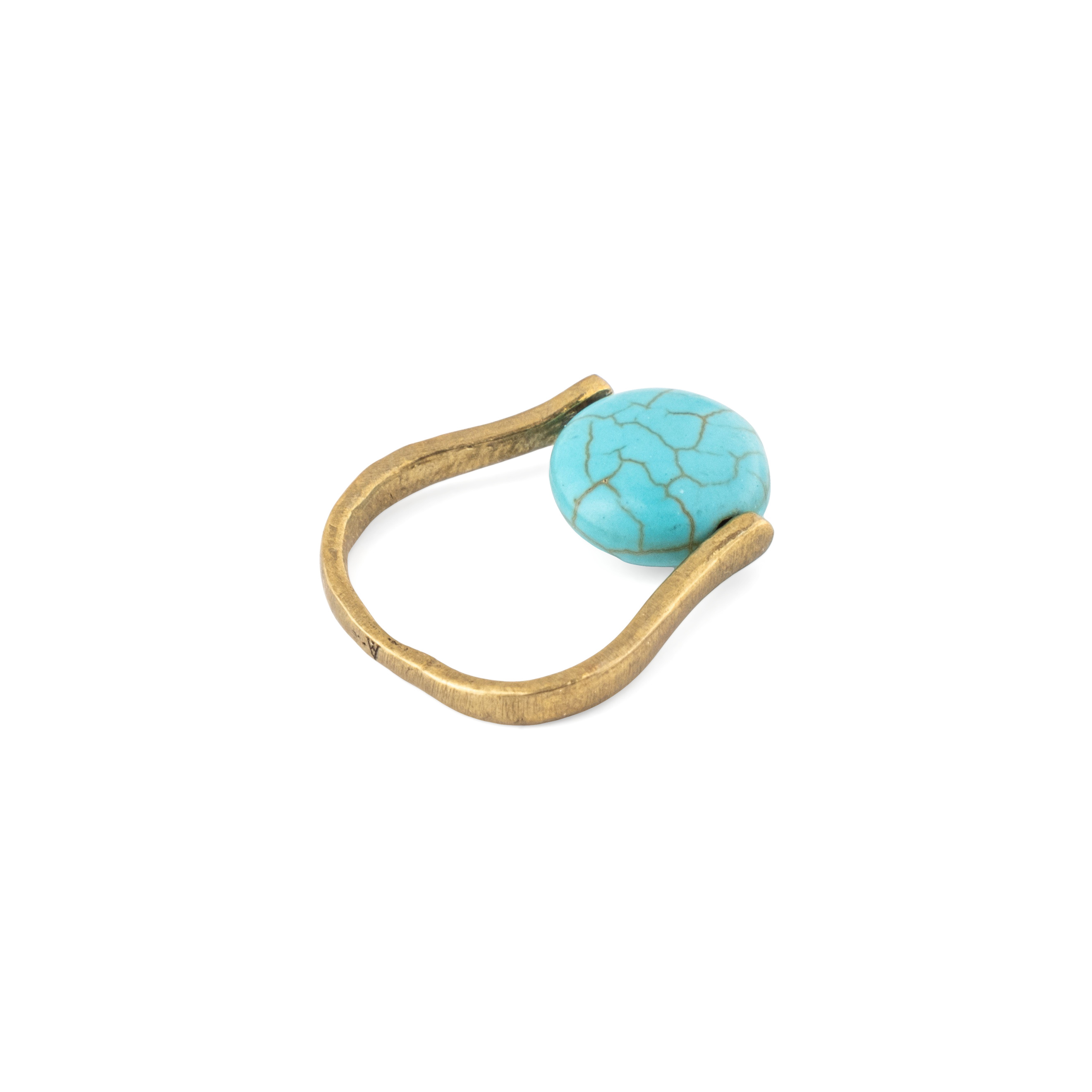 Brass and turquoise ring
