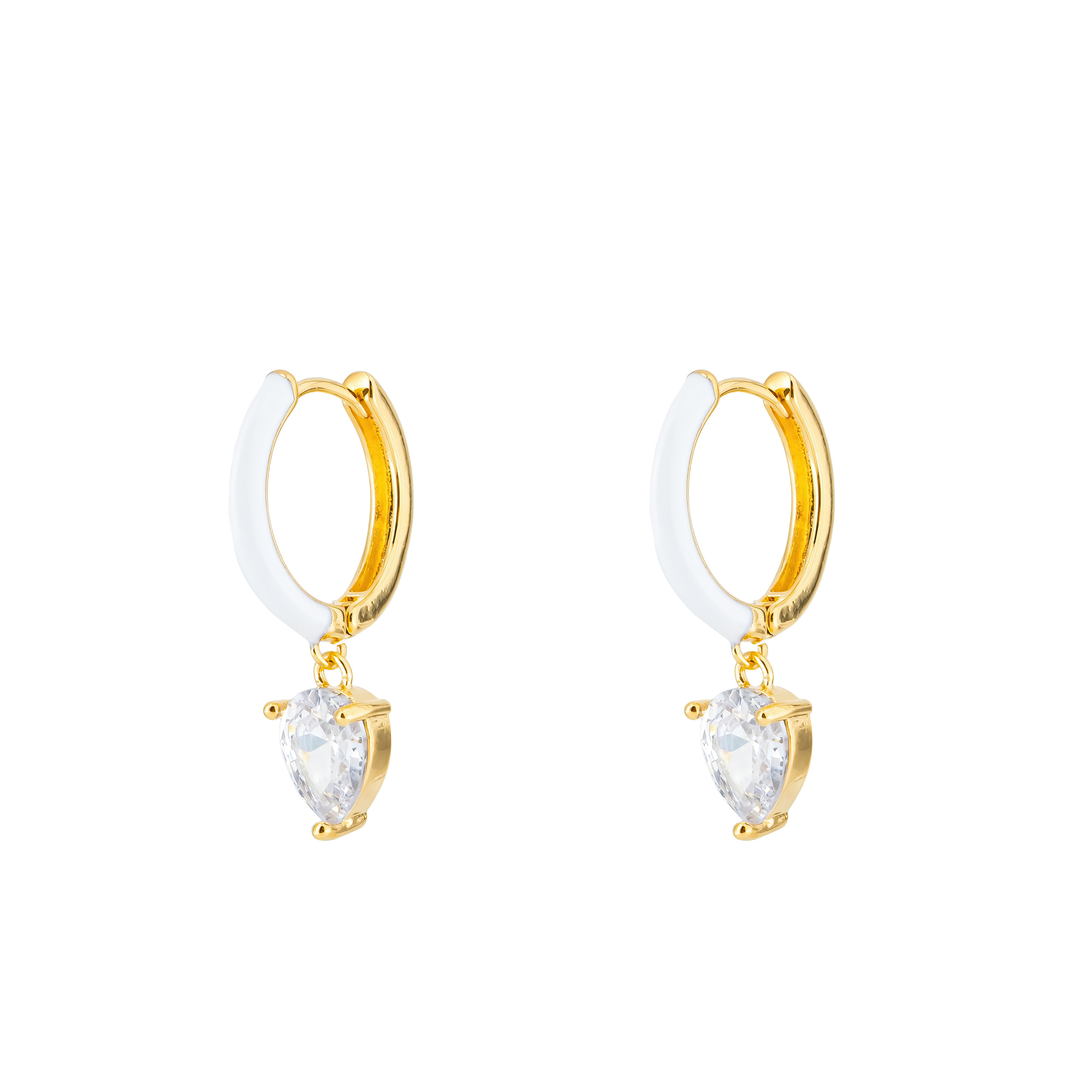 gold-tone enamel earrings with an oval cut pendant