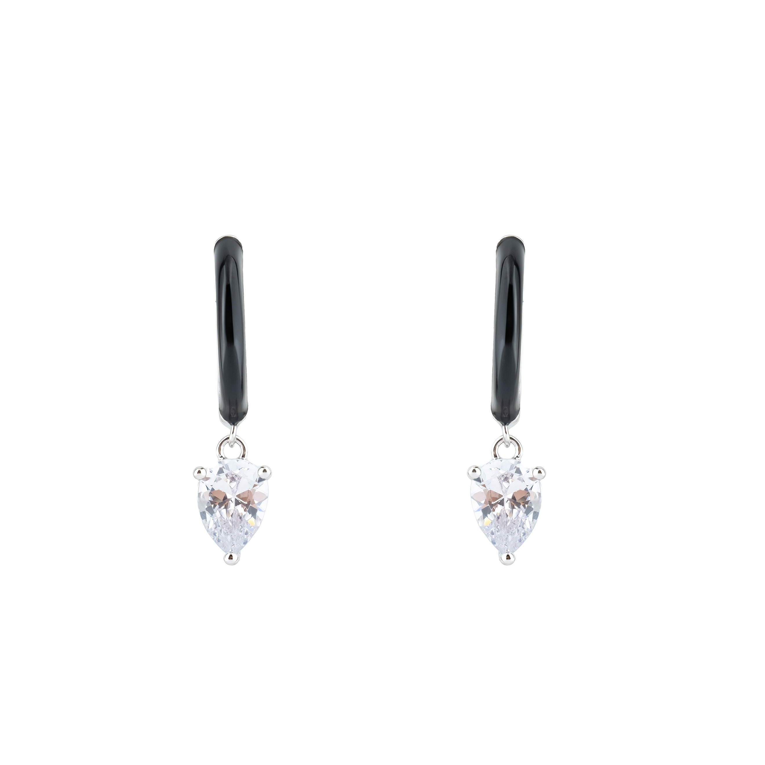 enamel earrings with oval cut pendant