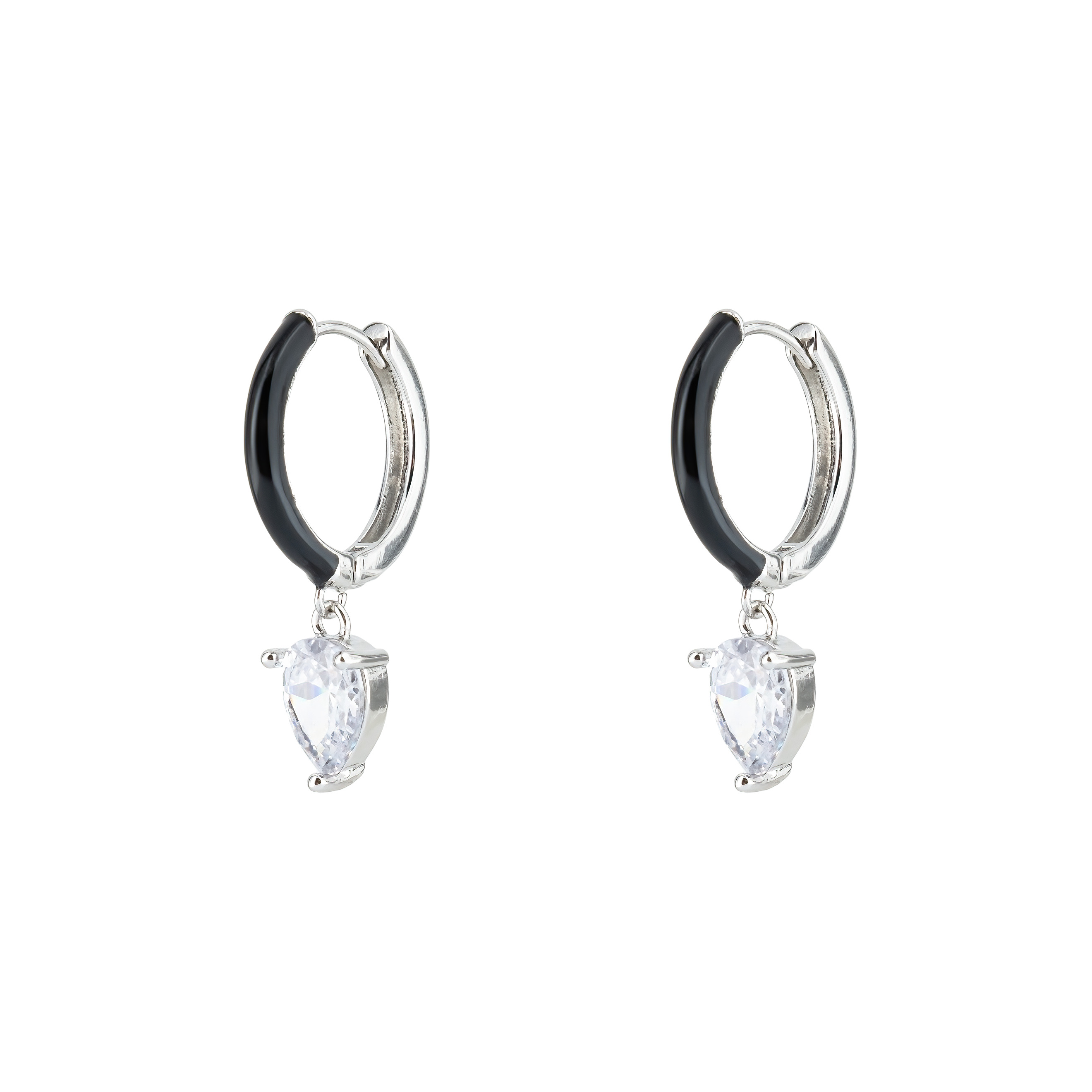 enamel earrings with oval cut pendant