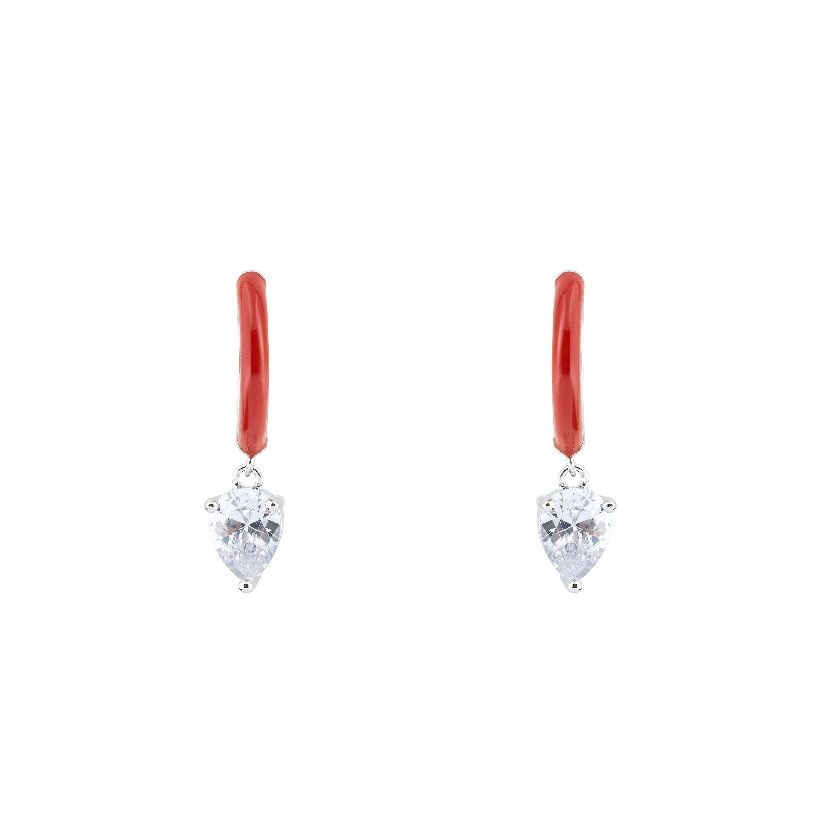enamel earrings with oval cut pendant