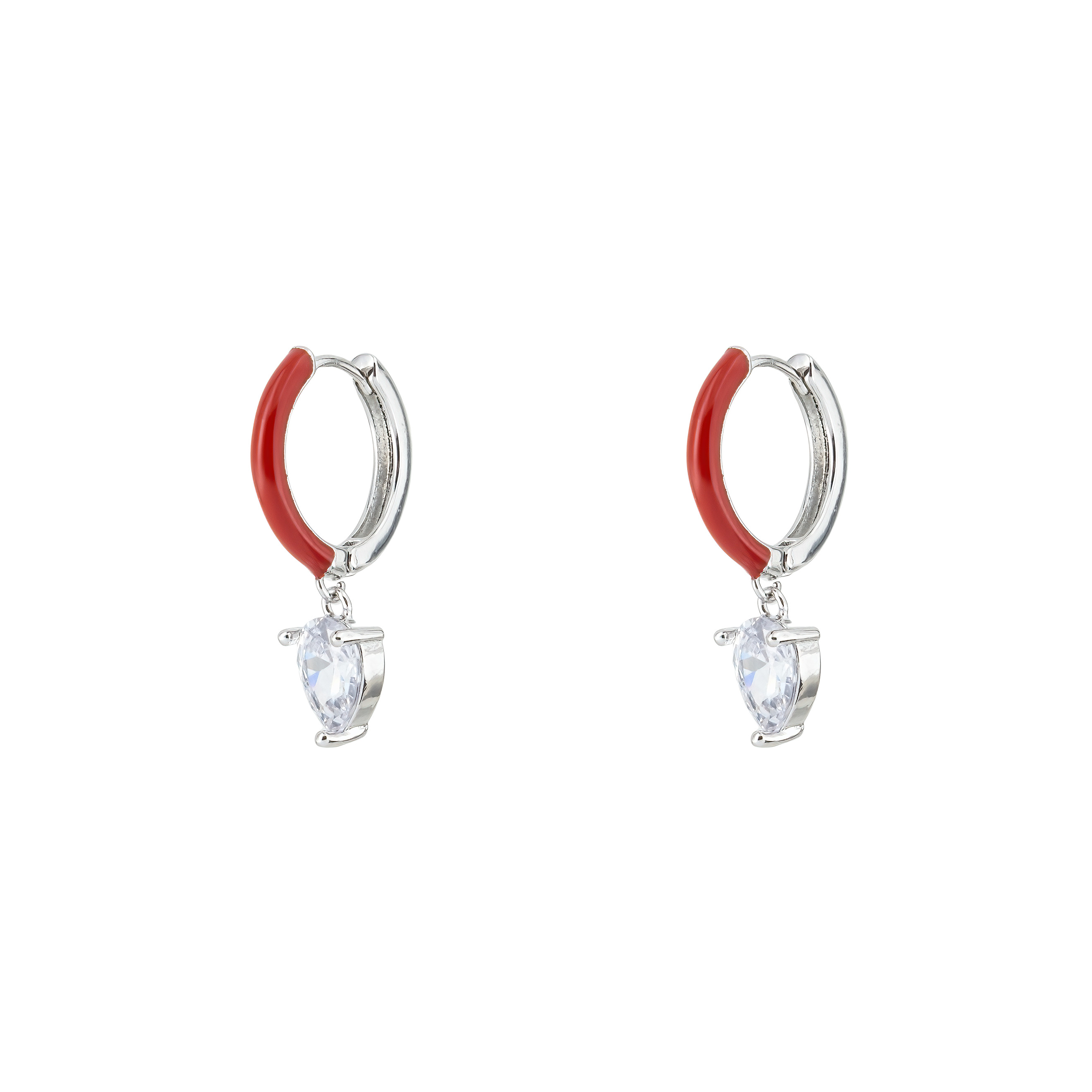 enamel earrings with oval cut pendant