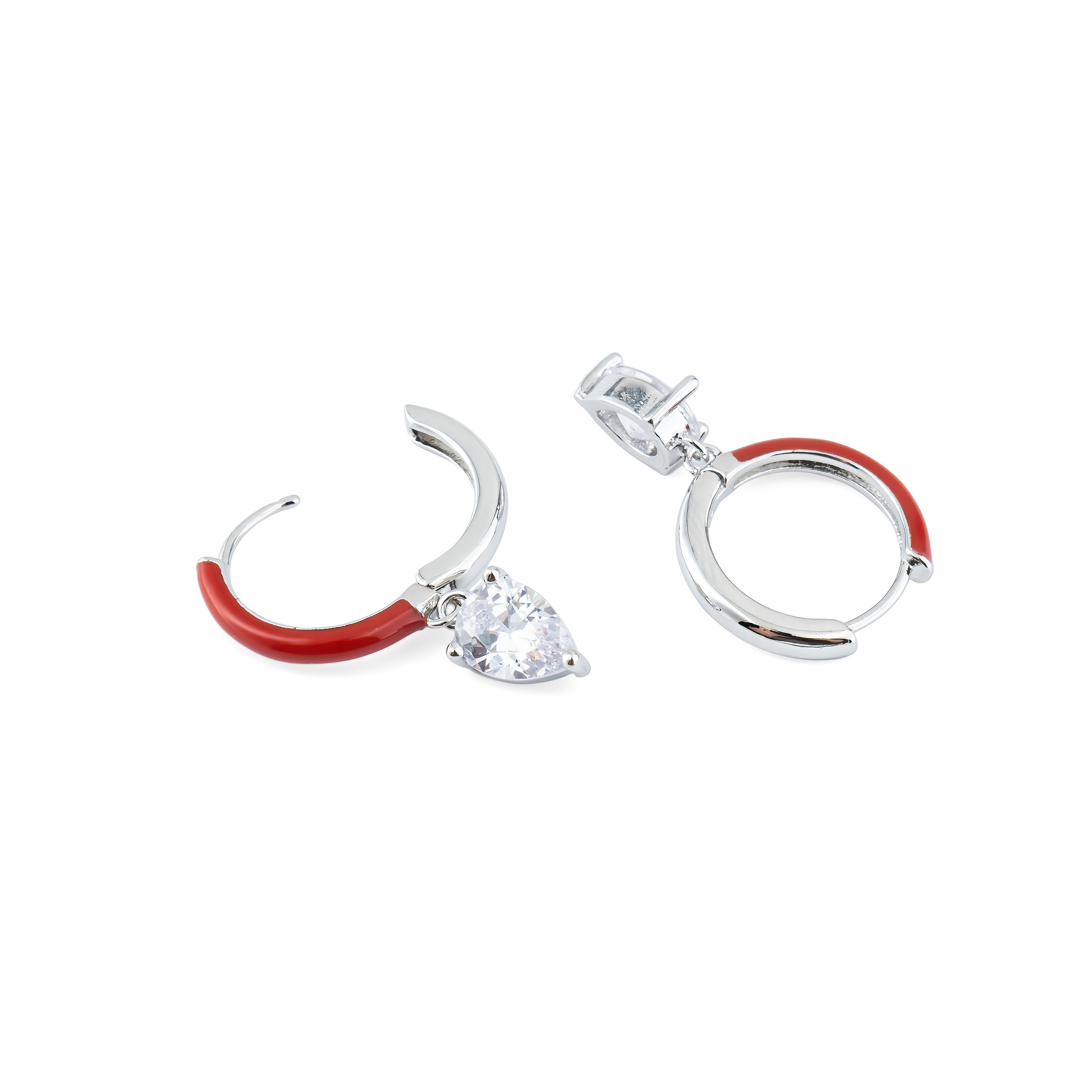 enamel earrings with oval cut pendant