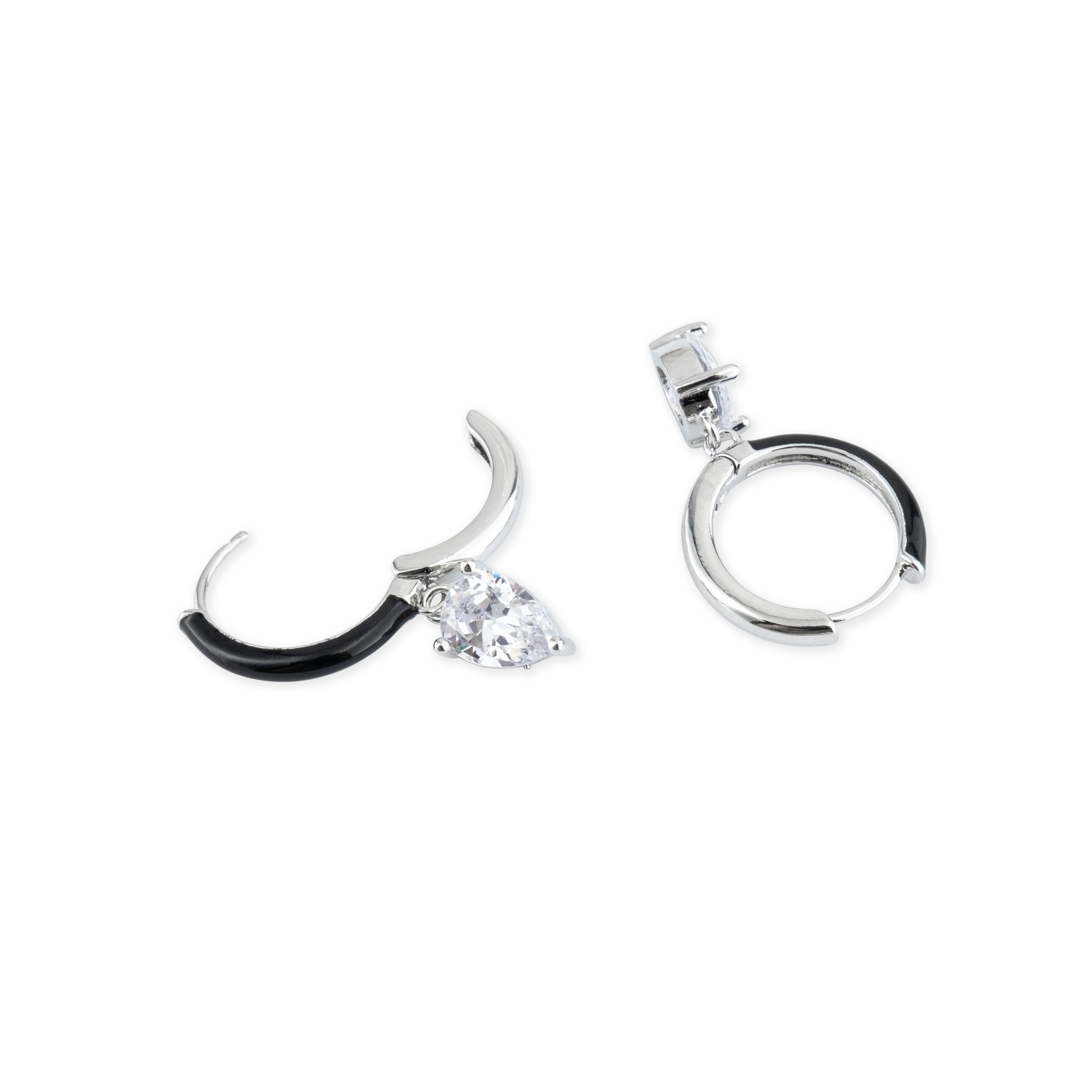 enamel earrings with oval cut pendant