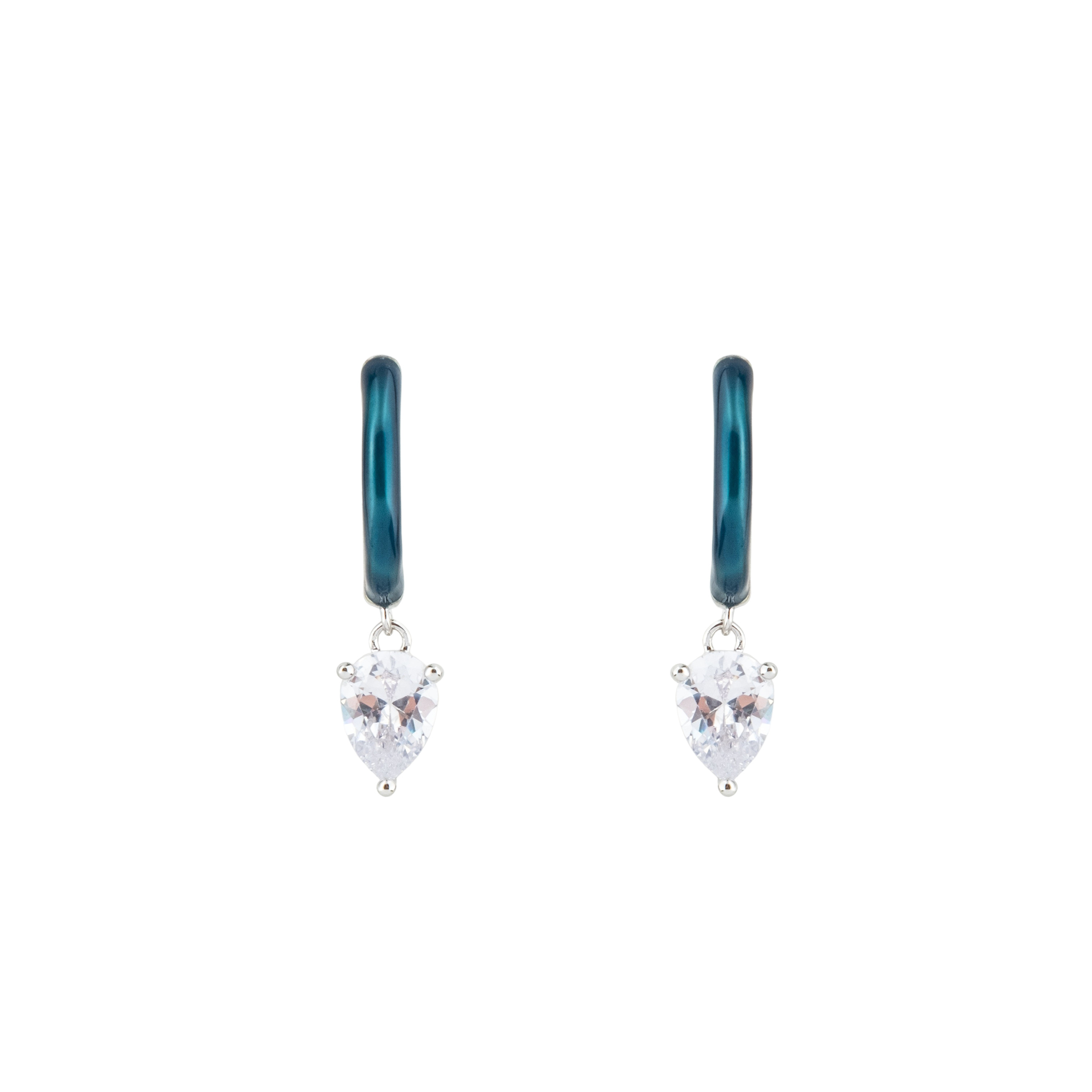 enamel earrings with oval cut pendant