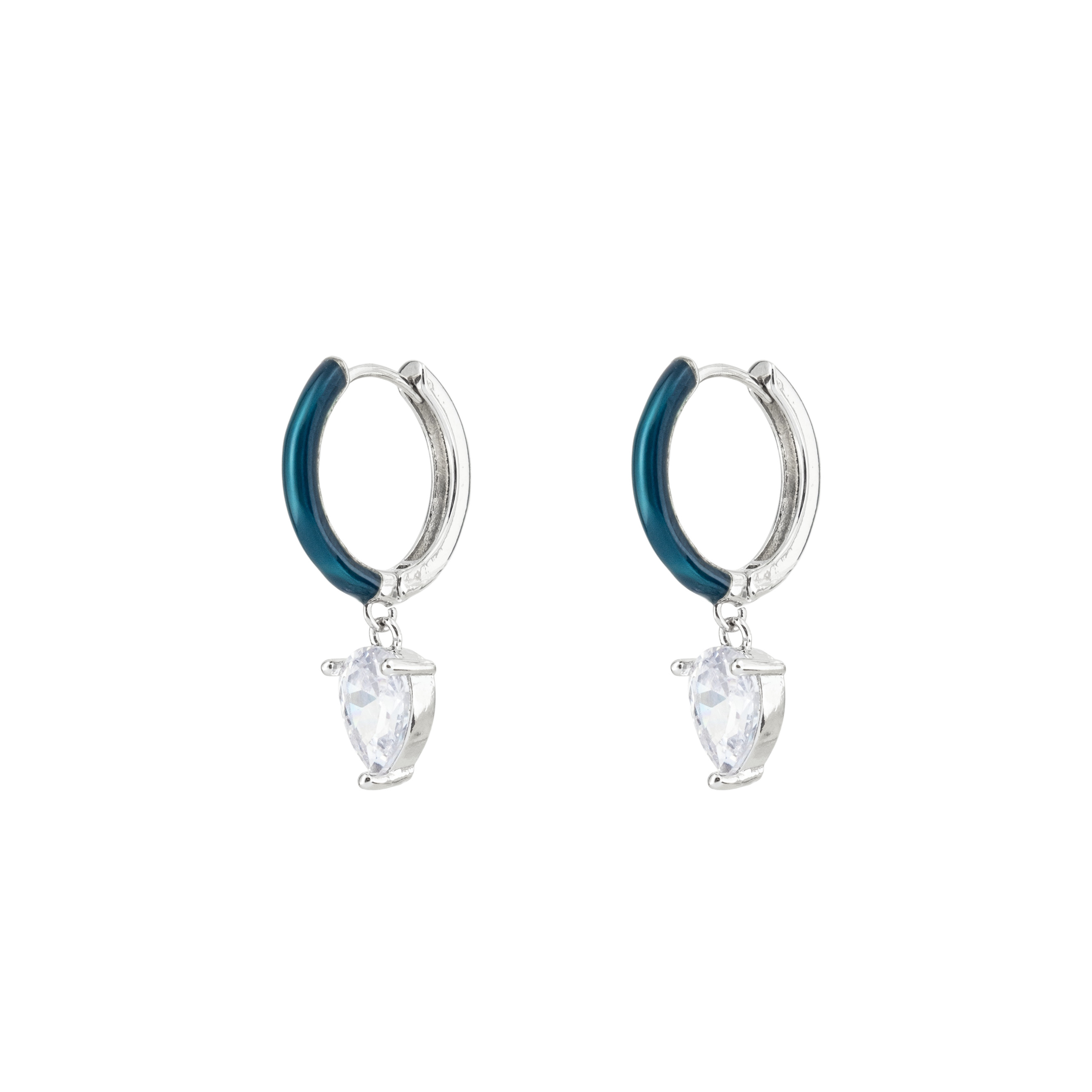 enamel earrings with oval cut pendant