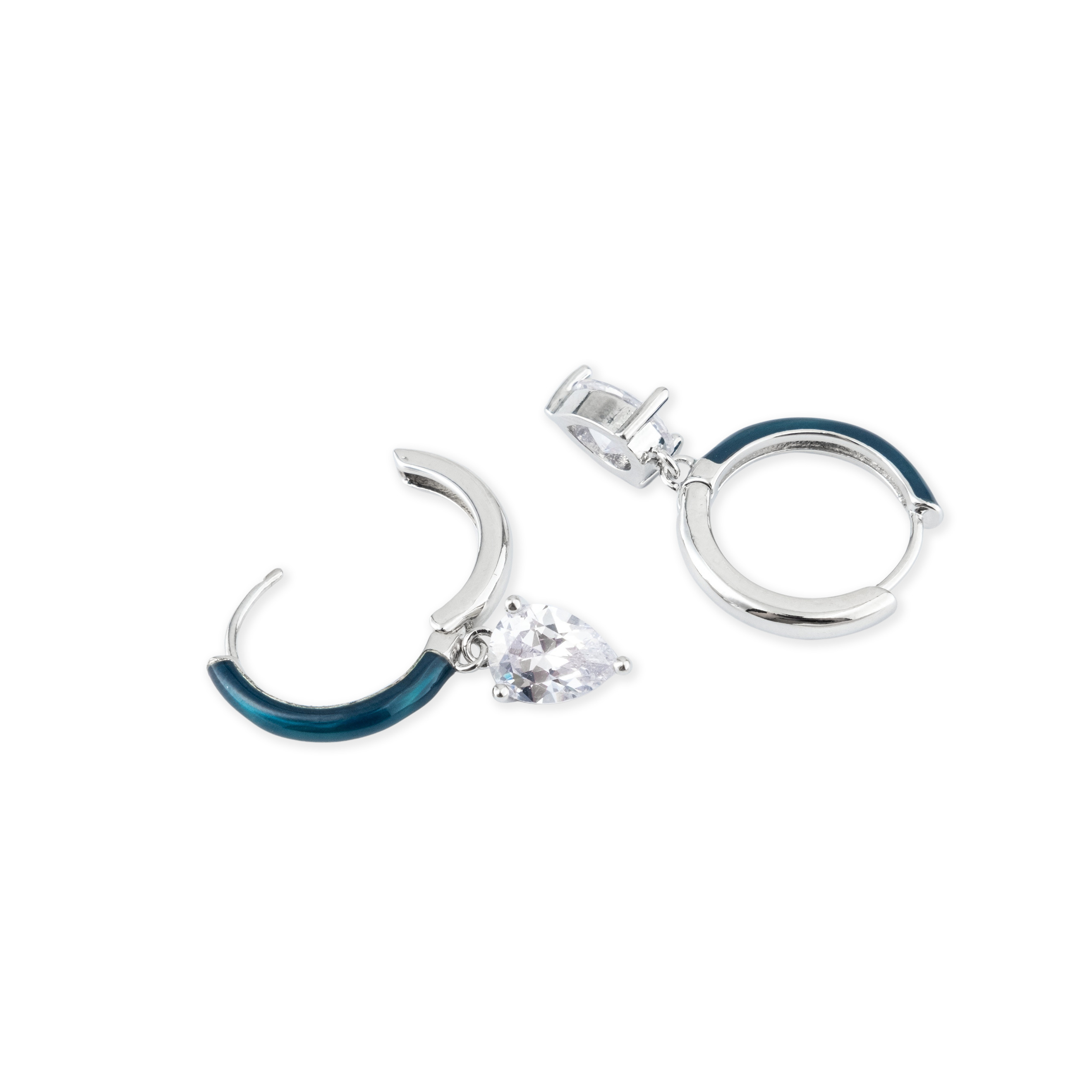 enamel earrings with oval cut pendant
