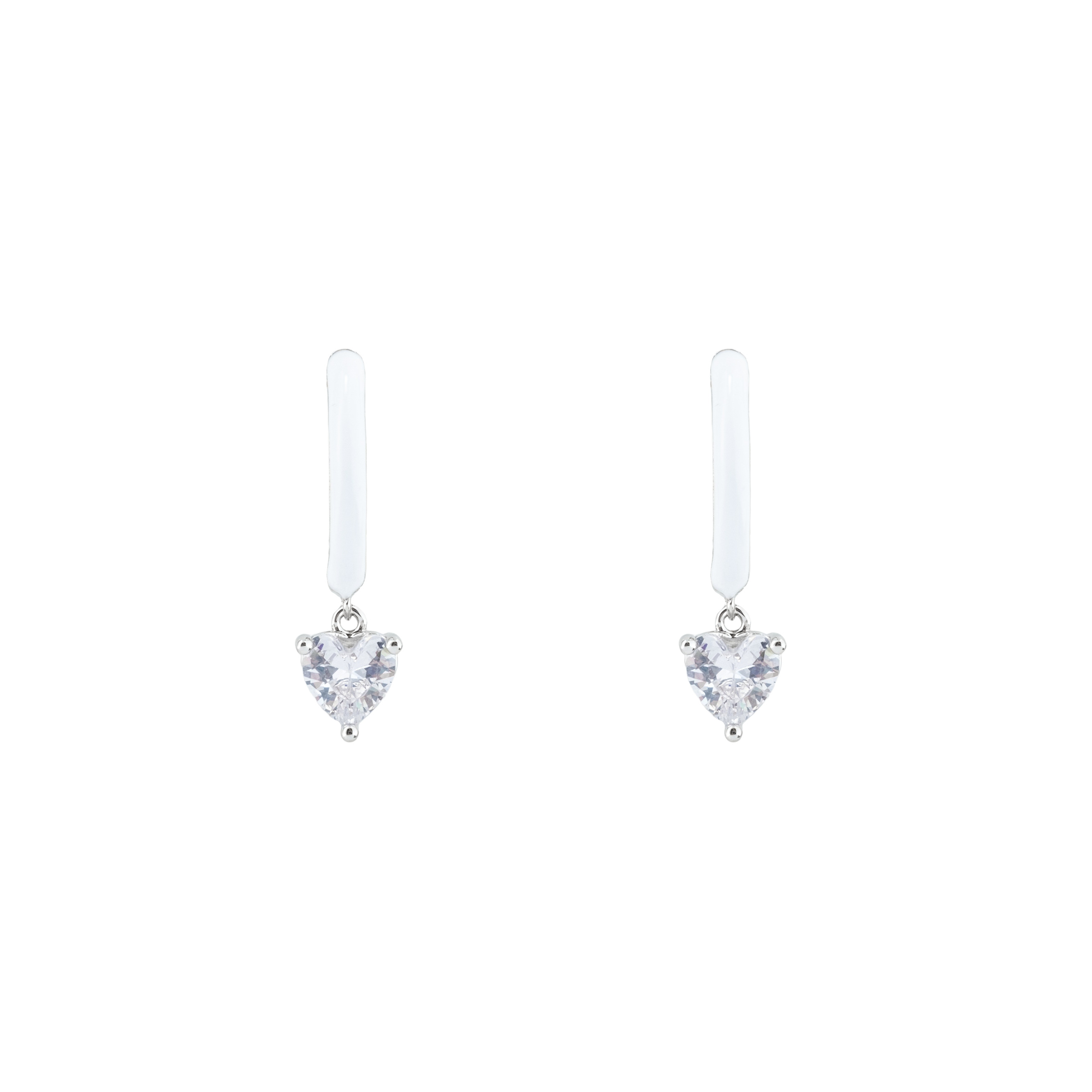 enamel earrings with a heart-cut pendant