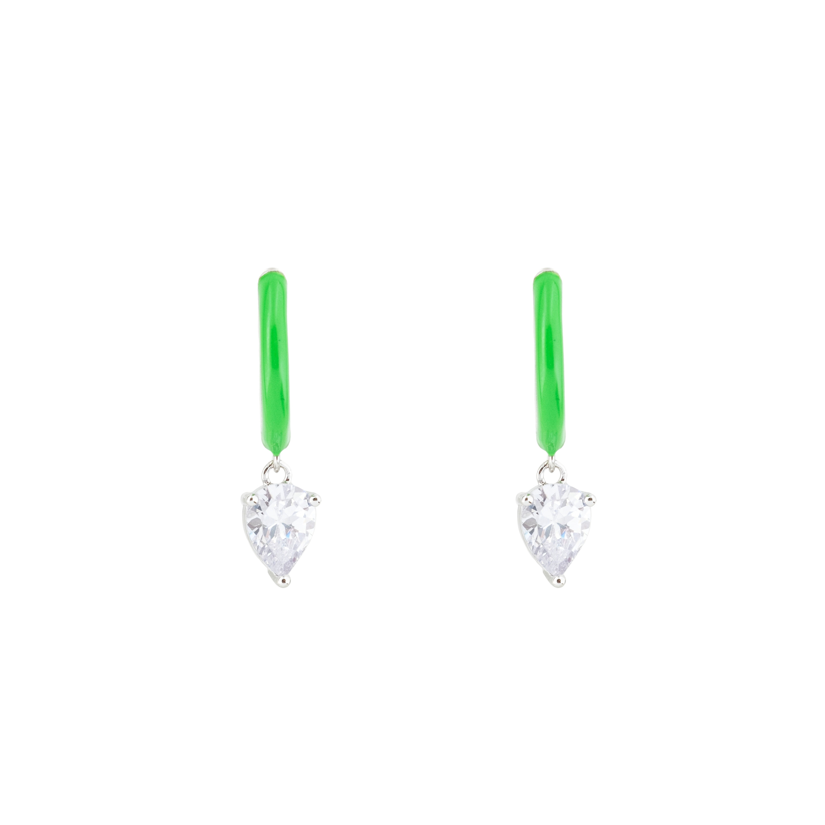 enamel earrings with oval cut pendant
