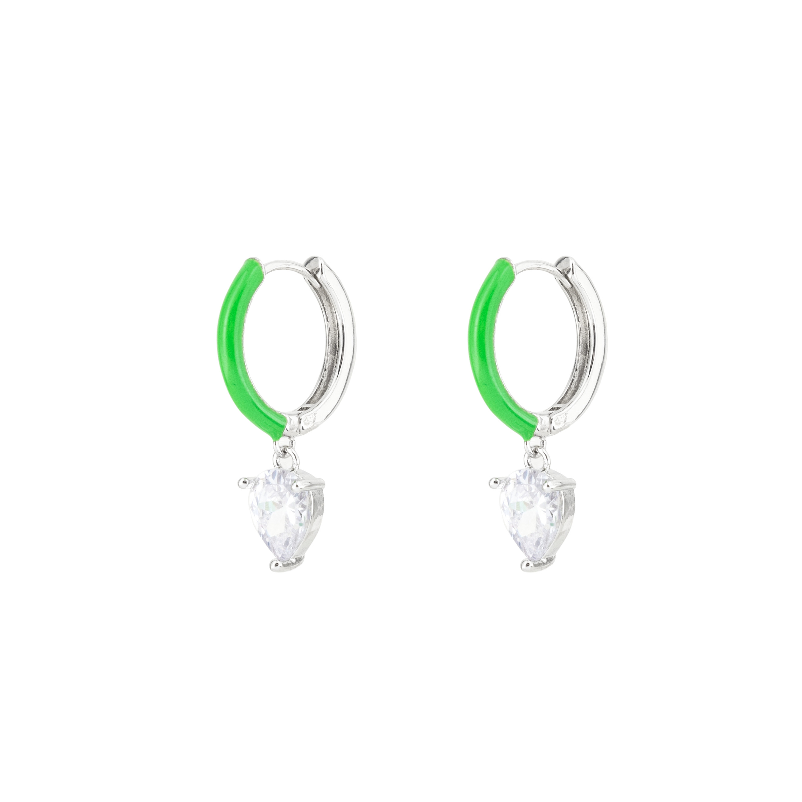 enamel earrings with oval cut pendant