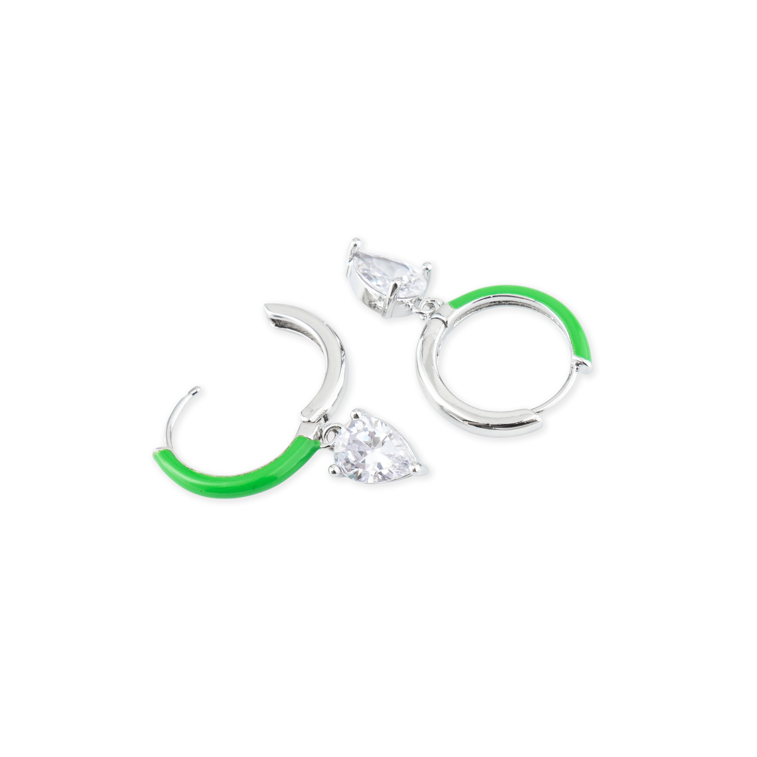 enamel earrings with oval cut pendant