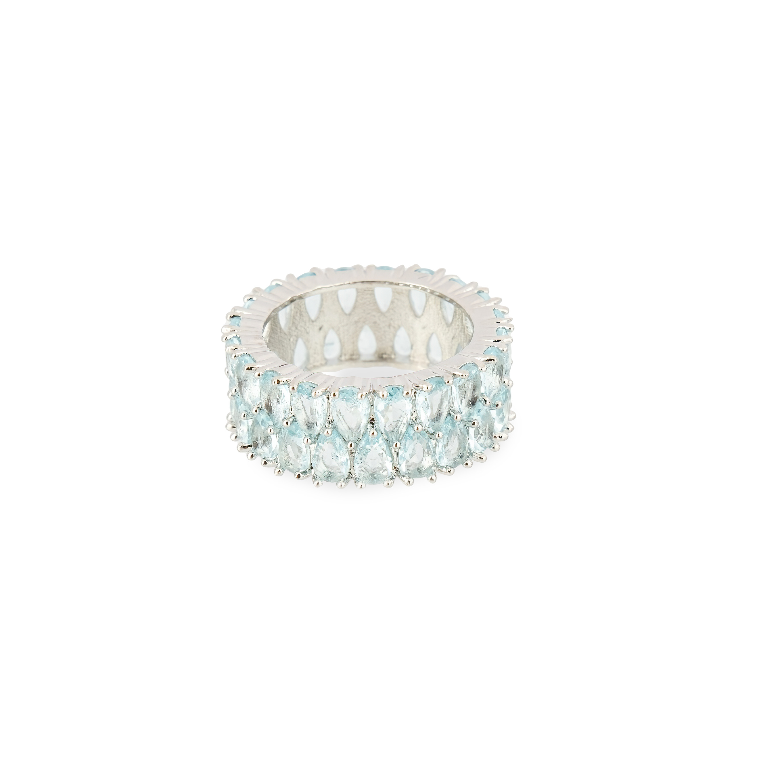 A silver ring with blue stones