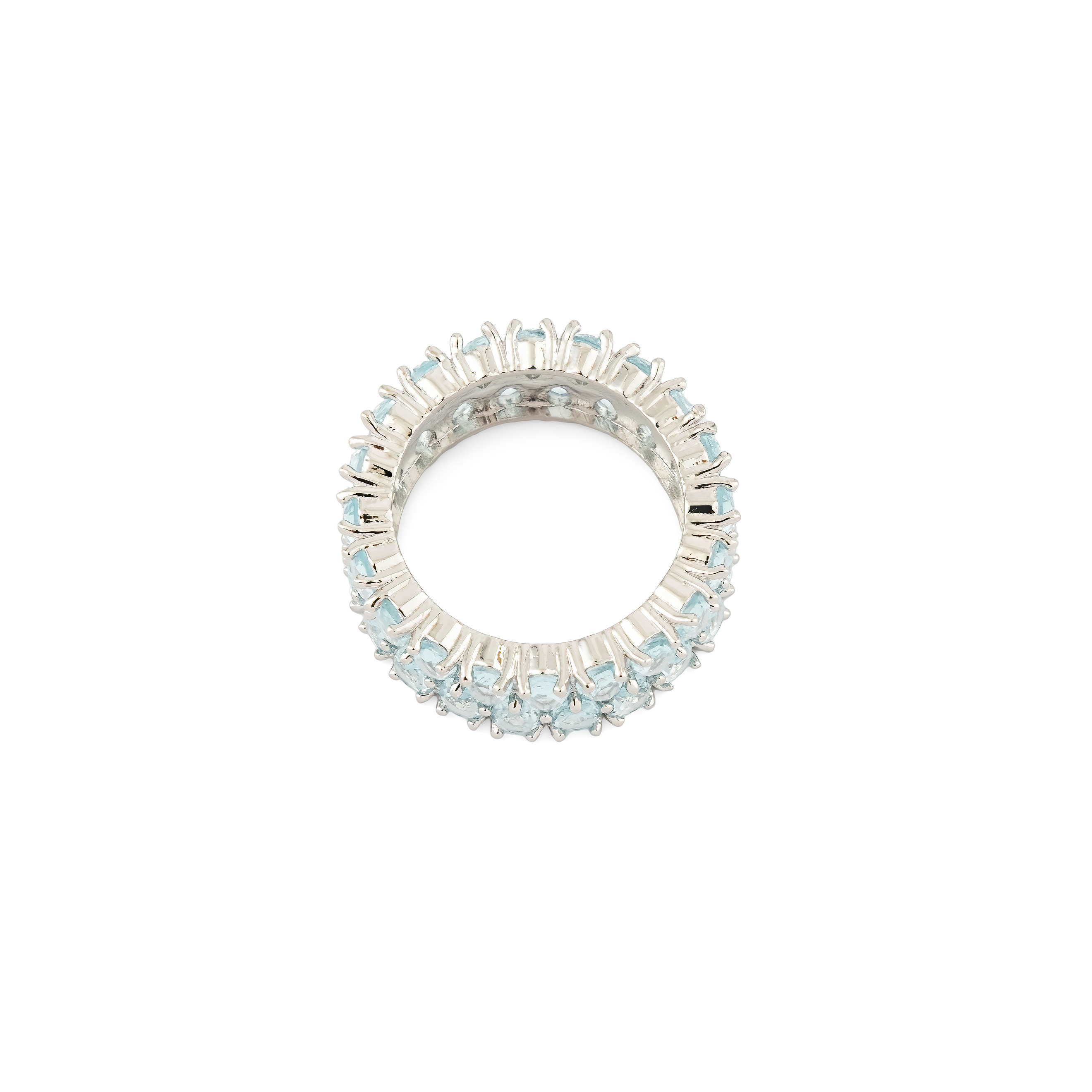 A silver ring with blue stones