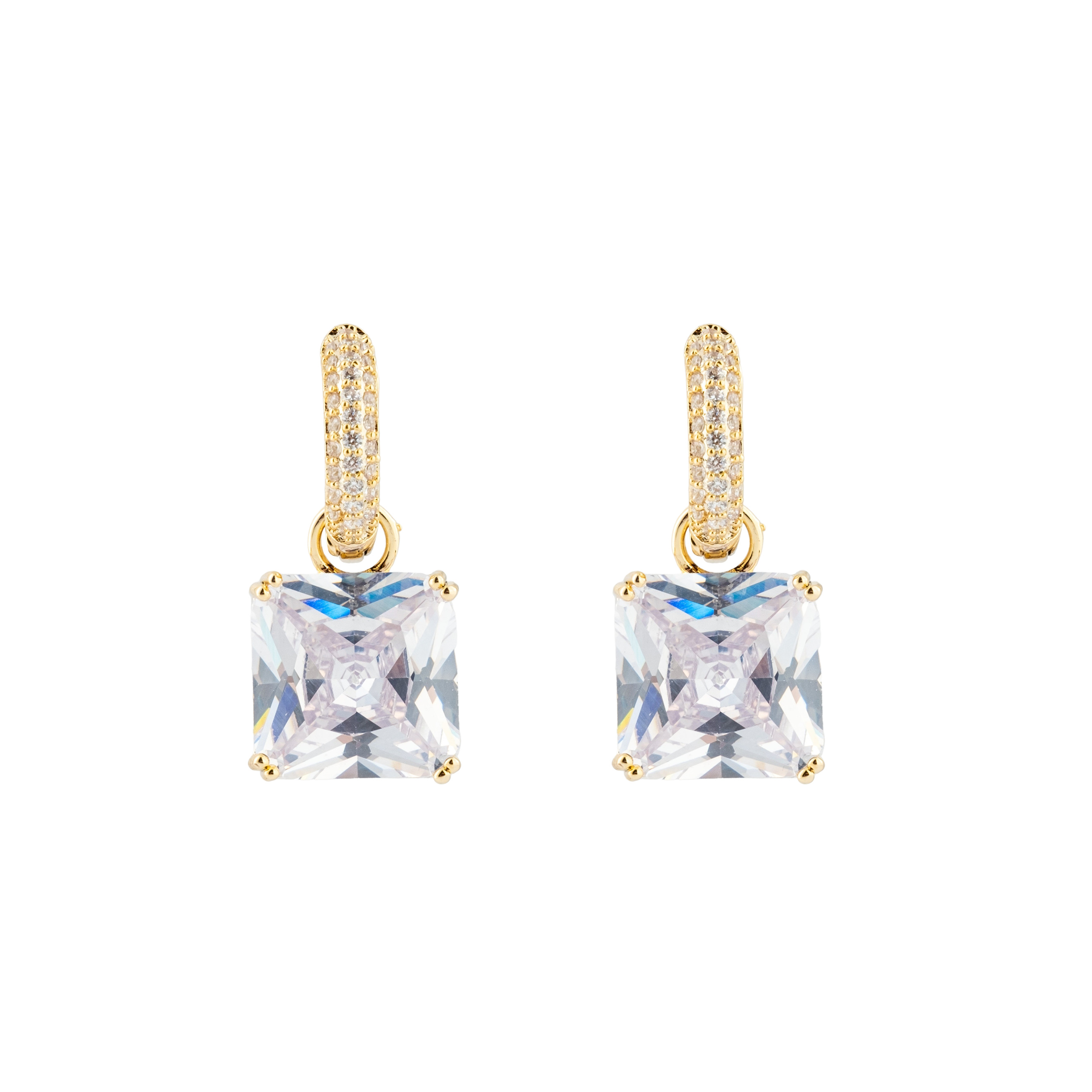 gold-tone earrings with a crystal